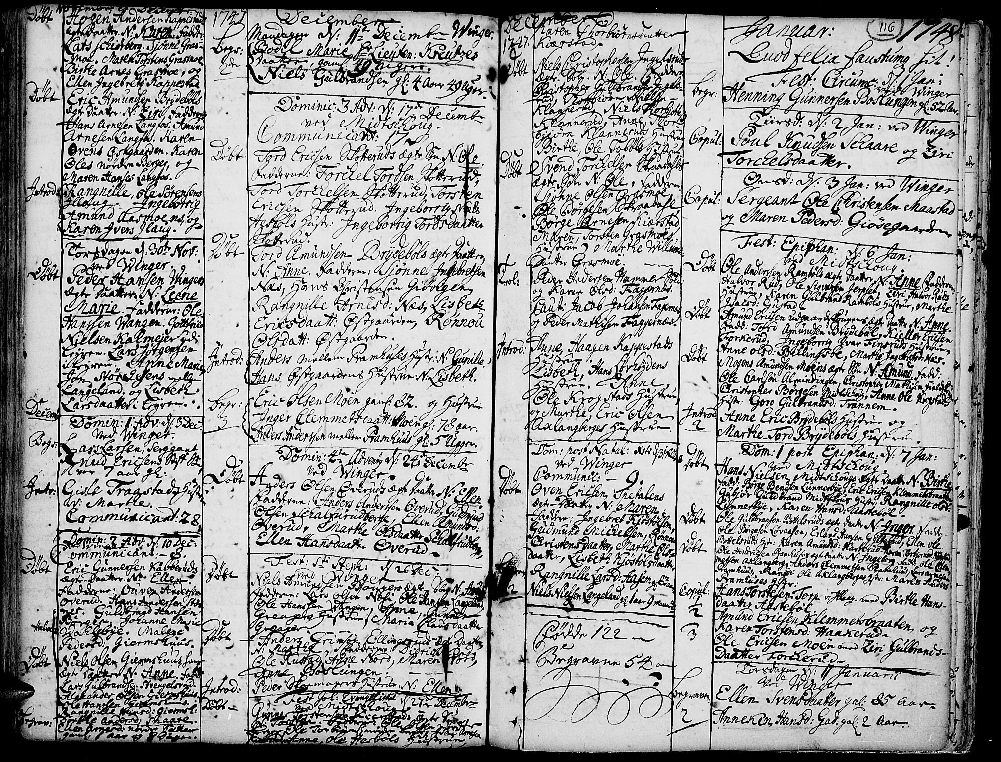 Vinger prestekontor, AV/SAH-PREST-024/H/Ha/Haa/L0002: Parish register (official) no. 2, 1730-1751, p. 116