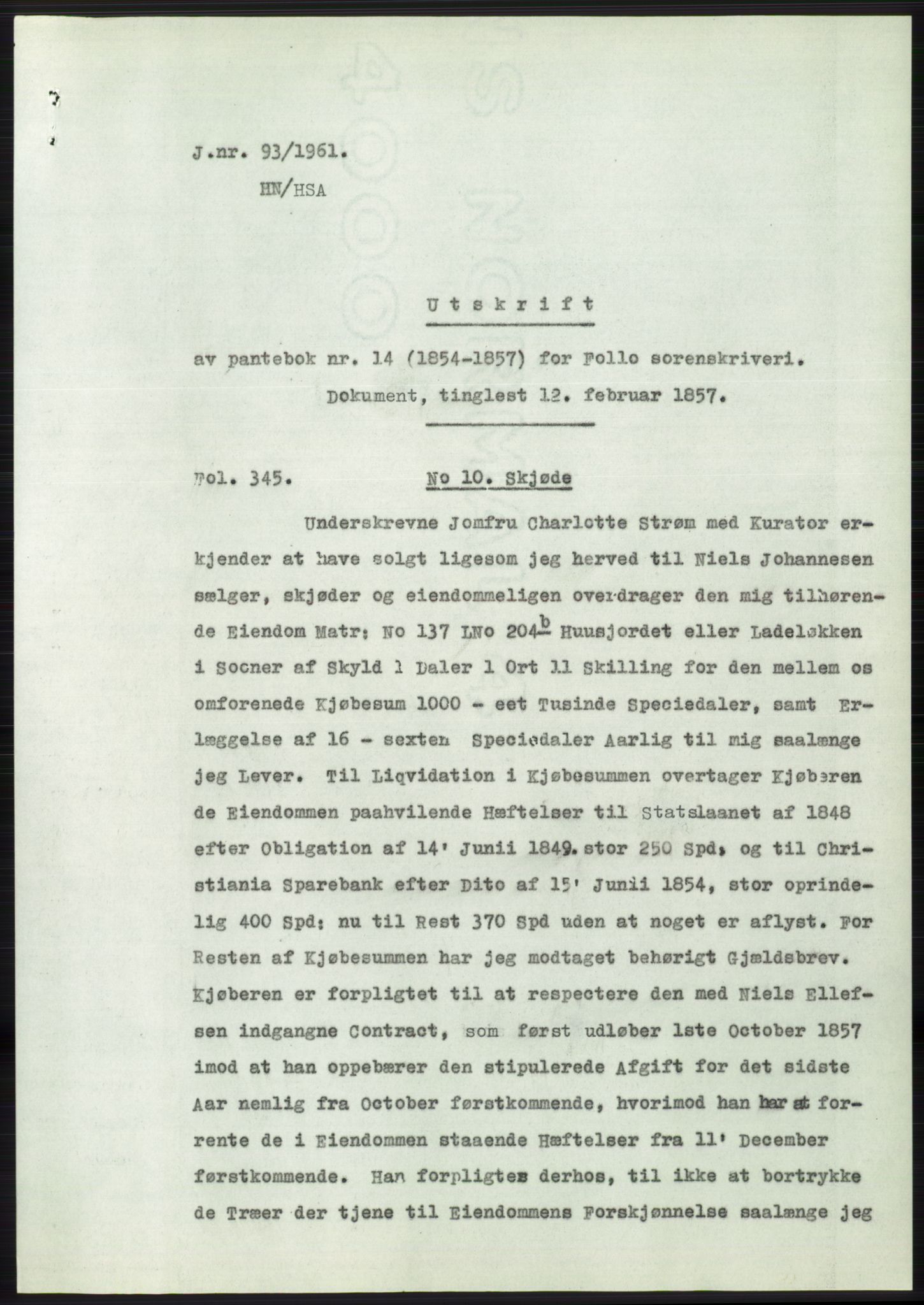 Statsarkivet i Oslo, SAO/A-10621/Z/Zd/L0013: Avskrifter, j.nr 16-1099/1961, 1961, p. 77