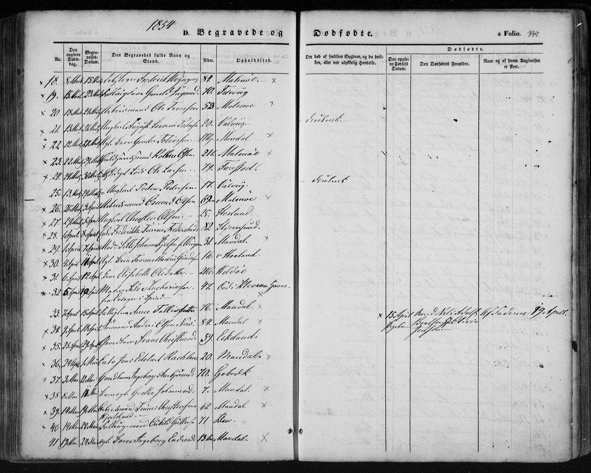 Mandal sokneprestkontor, AV/SAK-1111-0030/F/Fa/Faa/L0013: Parish register (official) no. A 13, 1847-1859, p. 347