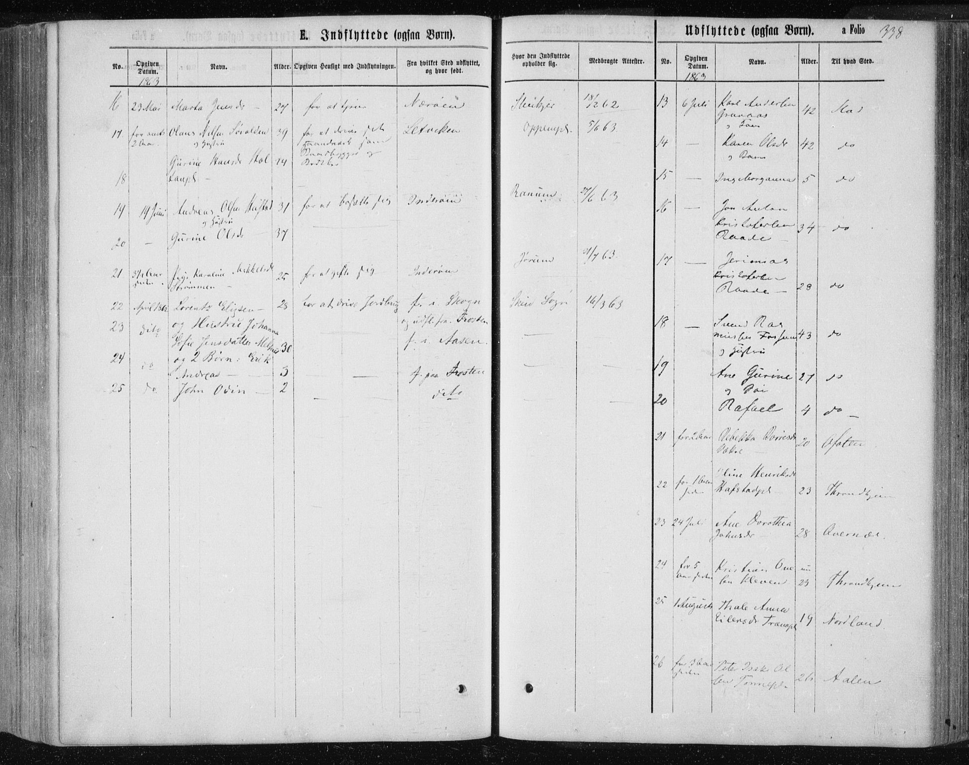 Ministerialprotokoller, klokkerbøker og fødselsregistre - Nord-Trøndelag, AV/SAT-A-1458/735/L0345: Parish register (official) no. 735A08 /1, 1863-1872, p. 338