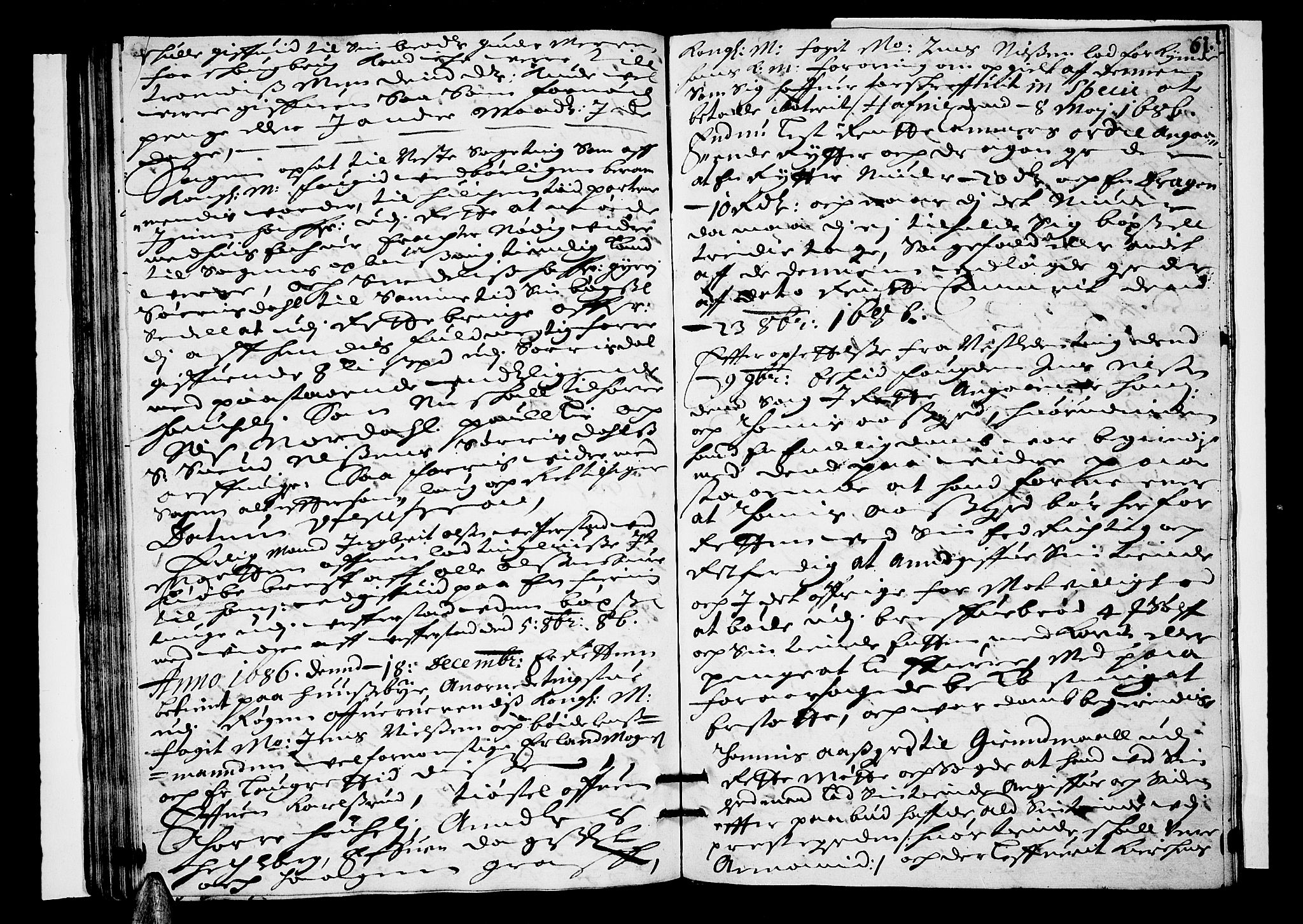 Lier, Røyken og Hurum sorenskriveri, AV/SAKO-A-89/F/Fa/L0027: Tingbok, 1686, p. 61