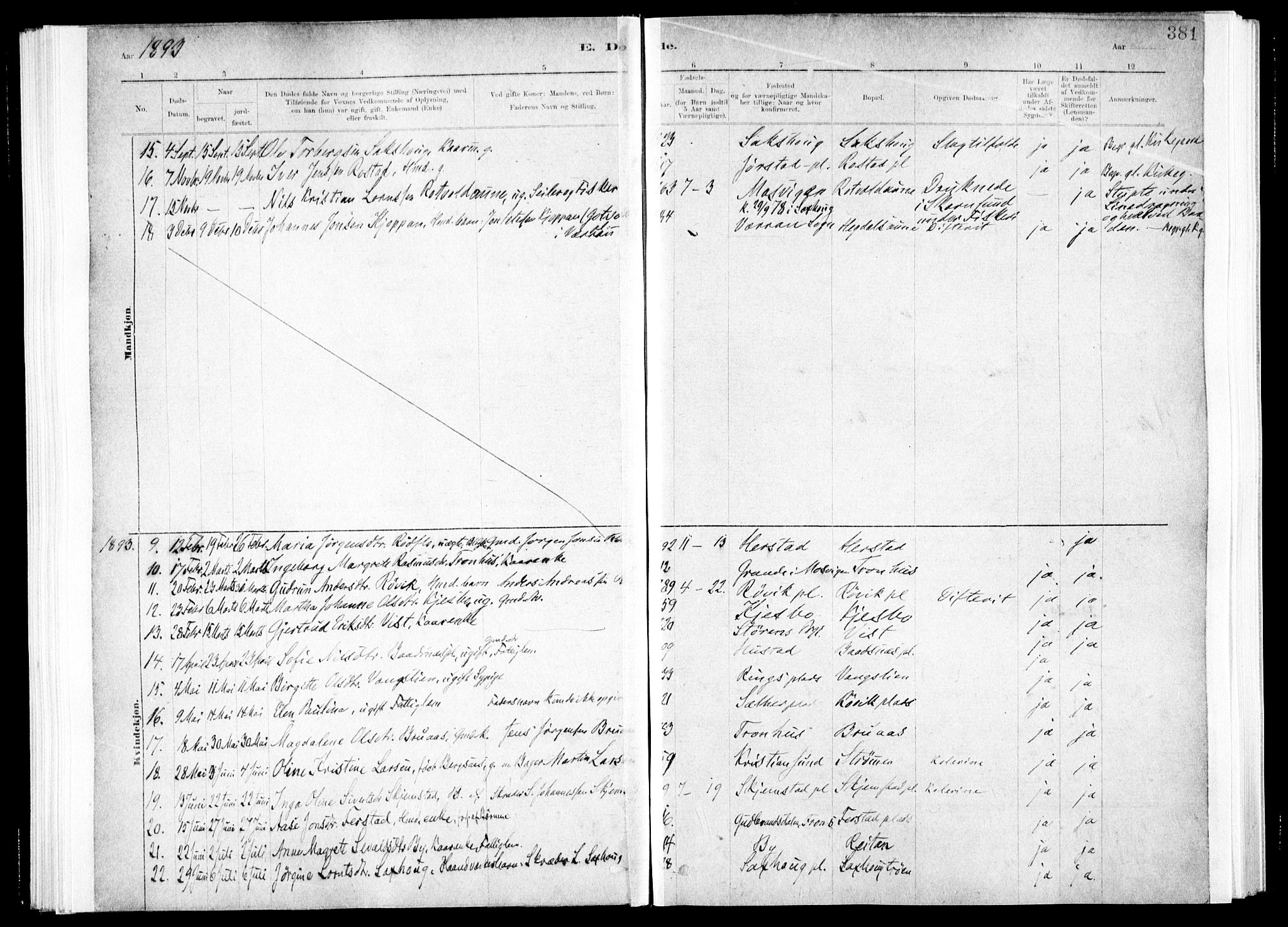 Ministerialprotokoller, klokkerbøker og fødselsregistre - Nord-Trøndelag, AV/SAT-A-1458/730/L0285: Parish register (official) no. 730A10, 1879-1914, p. 381