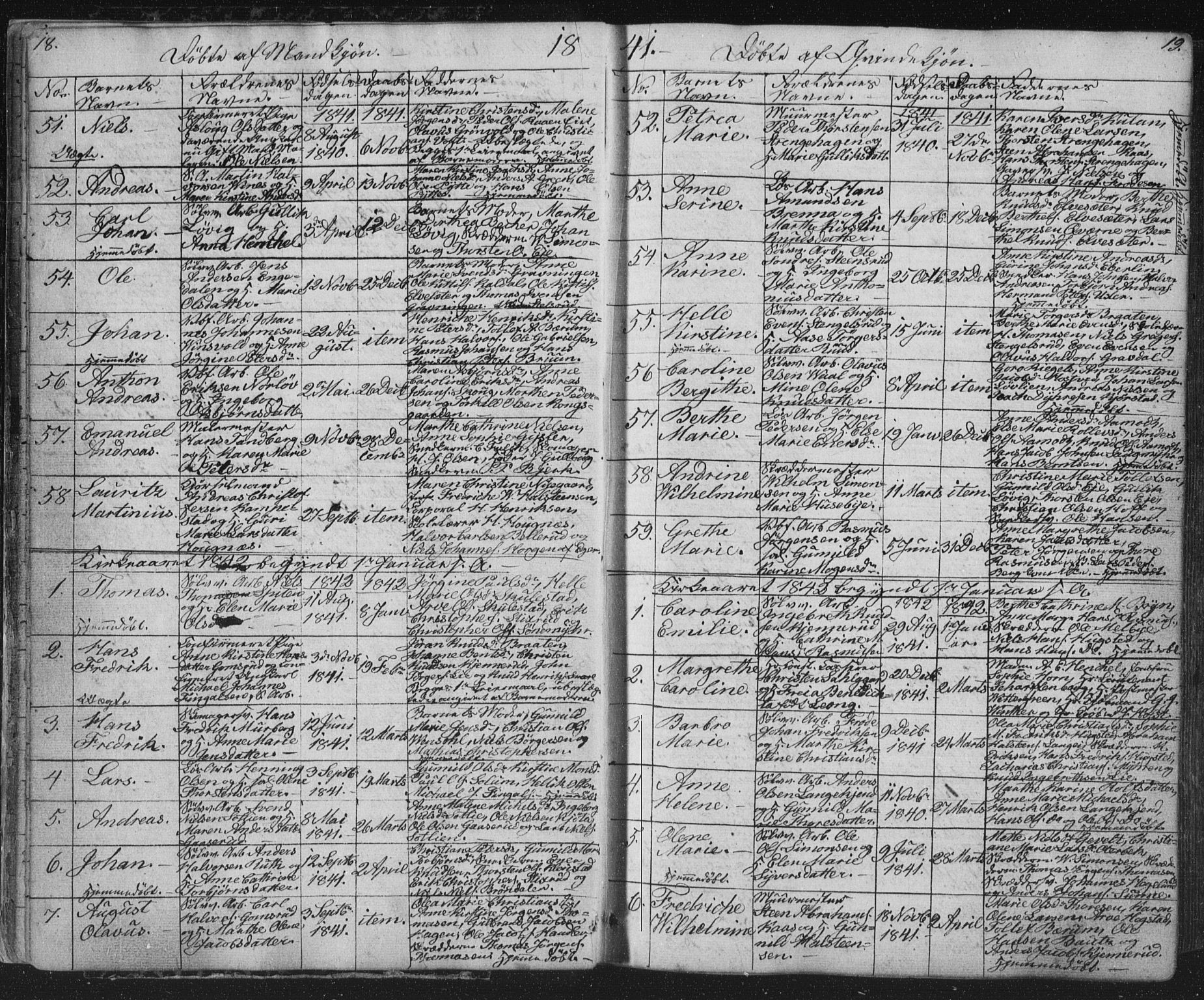 Kongsberg kirkebøker, AV/SAKO-A-22/G/Ga/L0002: Parish register (copy) no. 2, 1839-1858, p. 18-19