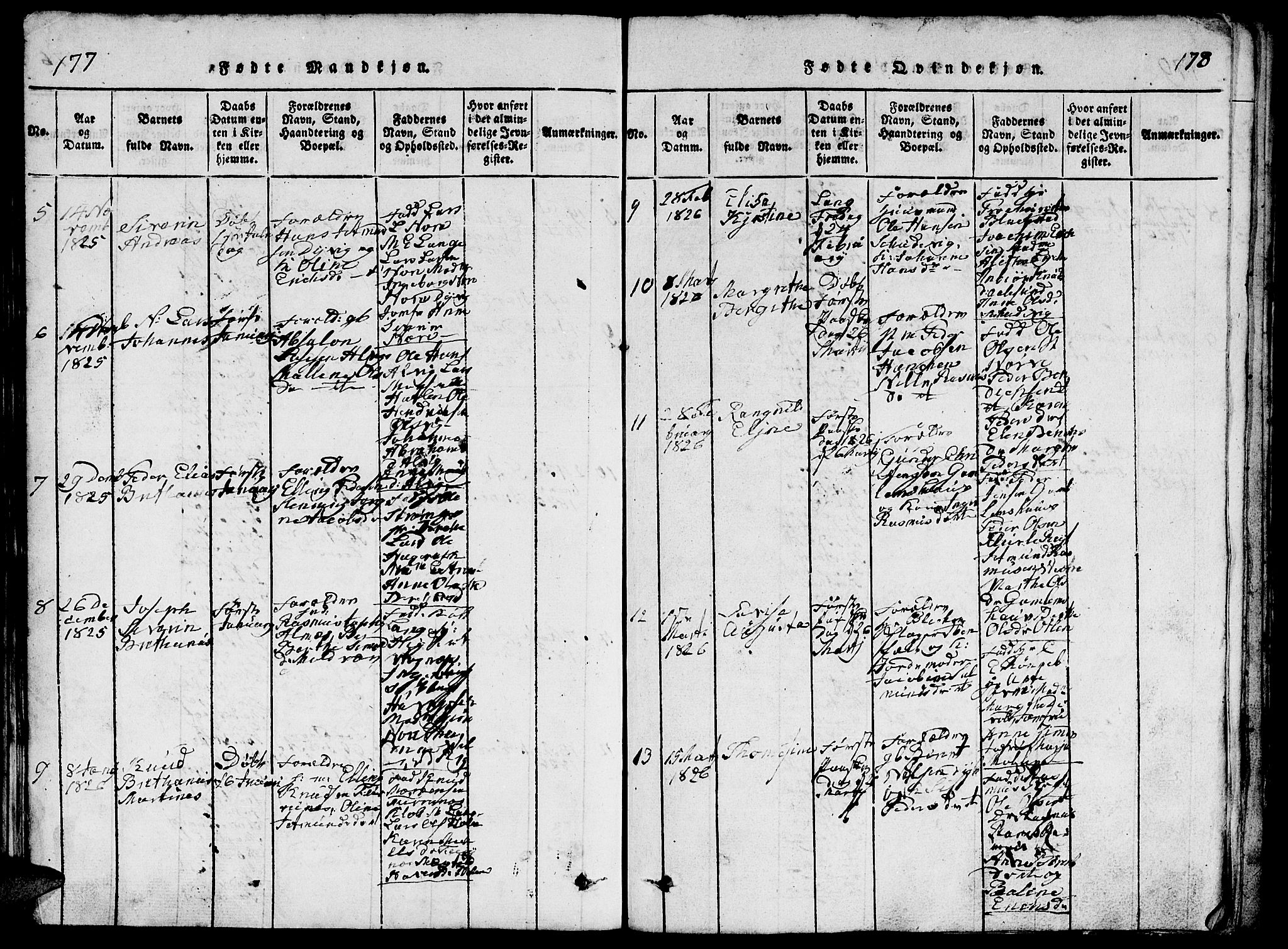 Ministerialprotokoller, klokkerbøker og fødselsregistre - Møre og Romsdal, AV/SAT-A-1454/528/L0423: Parish register (copy) no. 528C04, 1816-1827, p. 177-178