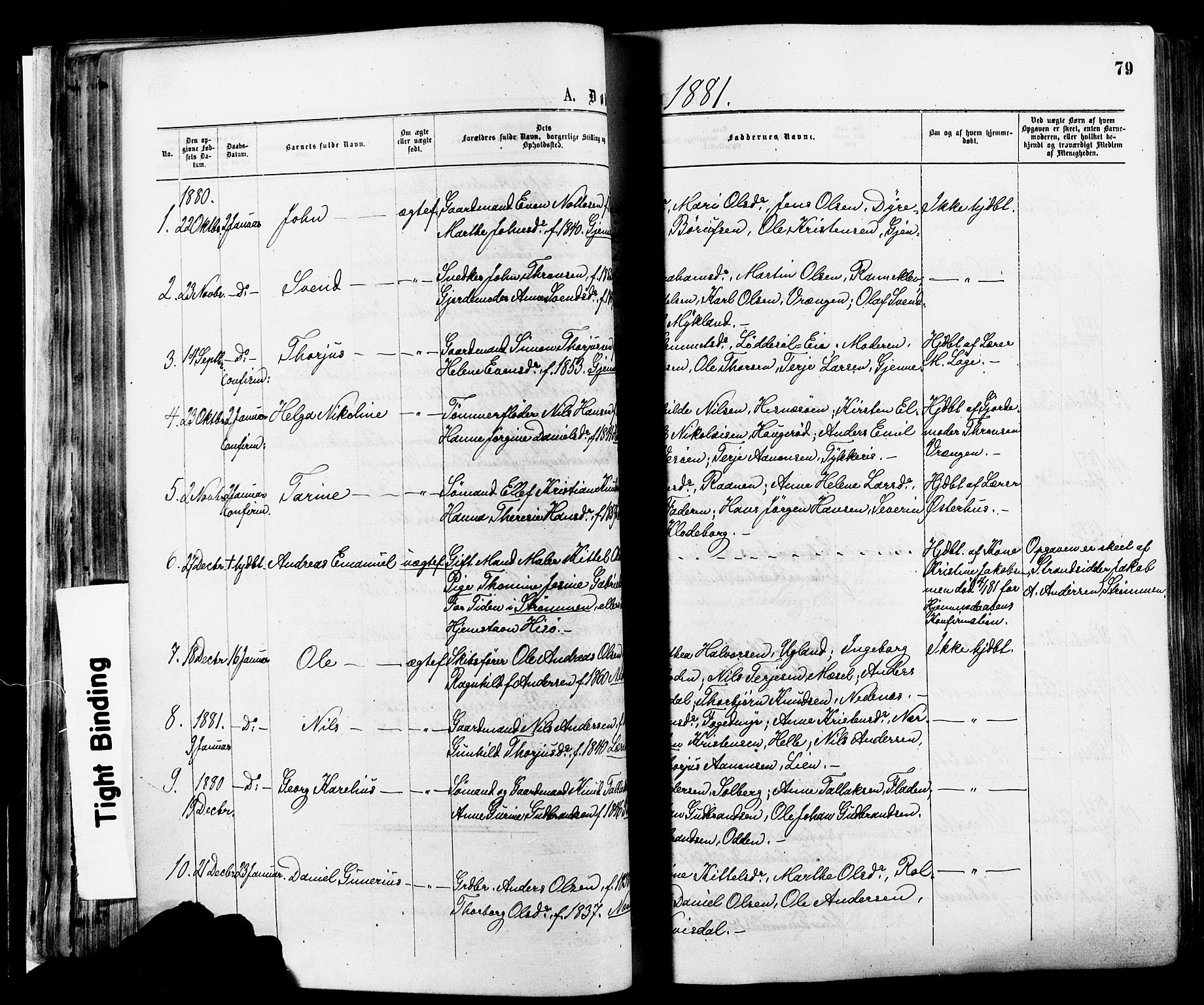 Øyestad sokneprestkontor, SAK/1111-0049/F/Fa/L0016: Parish register (official) no. A 16, 1874-1886, p. 79