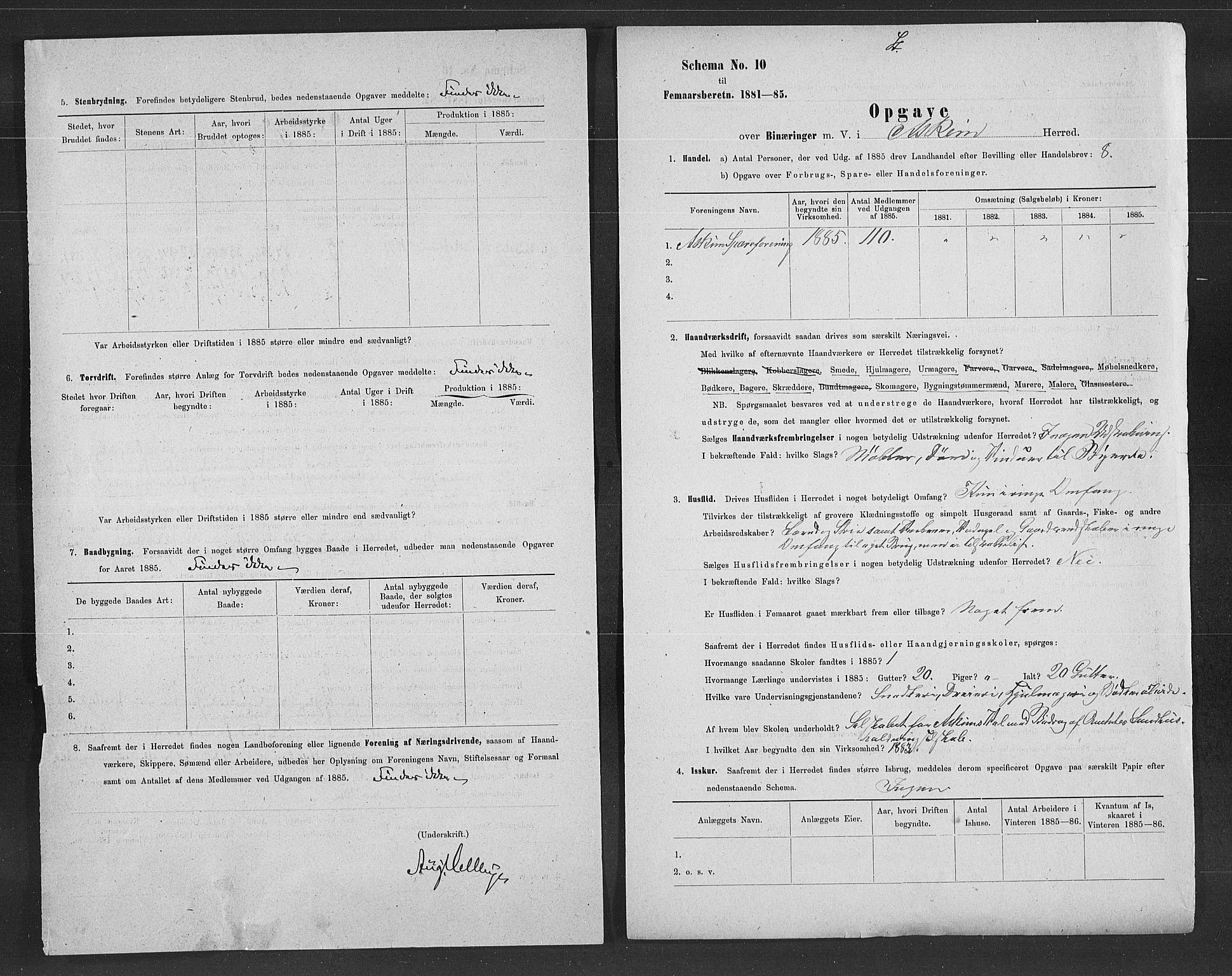 Statistisk sentralbyrå, Næringsøkonomiske emner, Generelt - Amtmennenes femårsberetninger, RA/S-2233/F/Fa/L0061: --, 1881-1885, p. 224