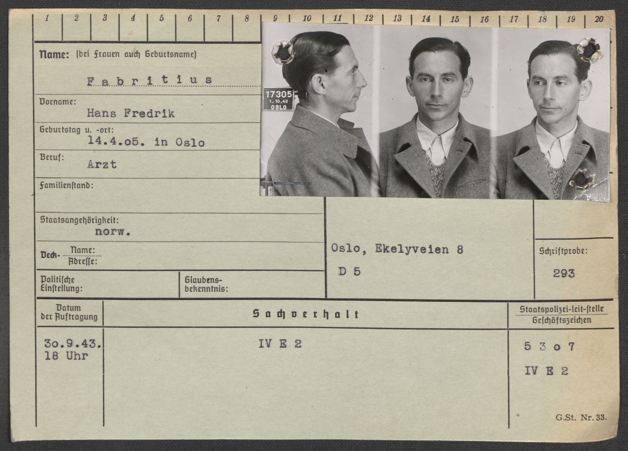 Befehlshaber der Sicherheitspolizei und des SD, RA/RAFA-5969/E/Ea/Eaa/L0003: Register over norske fanger i Møllergata 19: Eng-Hag, 1940-1945, p. 228