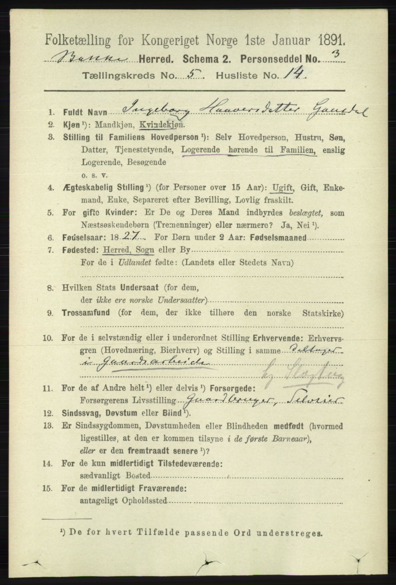 RA, 1891 census for 1045 Bakke, 1891, p. 1140