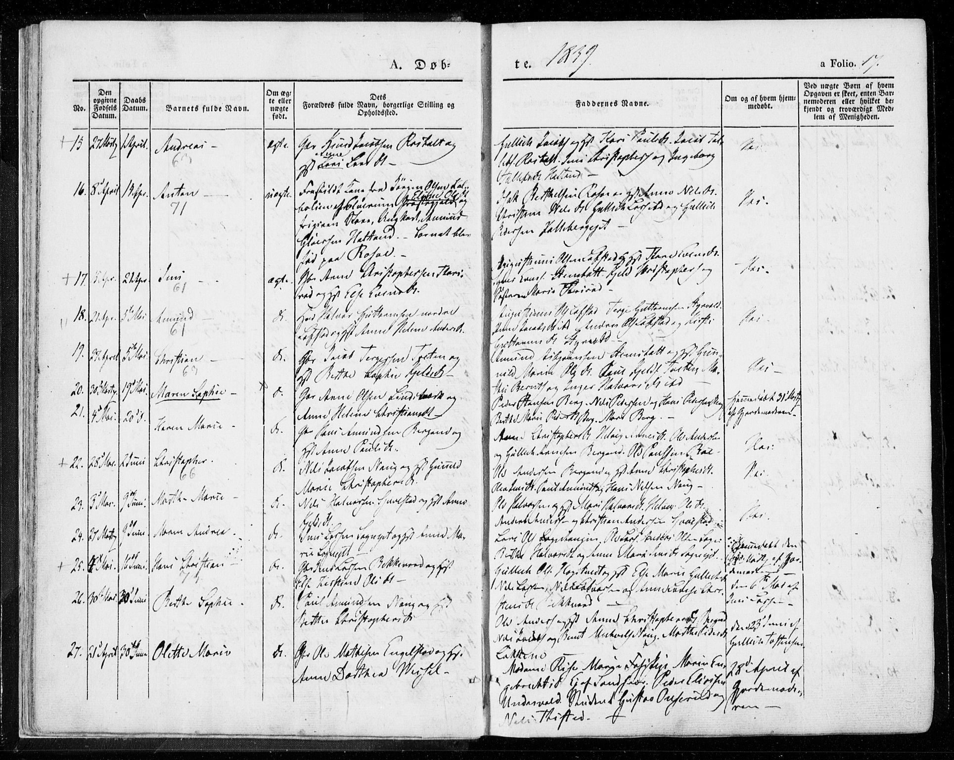 Lardal kirkebøker, SAKO/A-350/F/Fa/L0006: Parish register (official) no. I 6, 1835-1860, p. 17