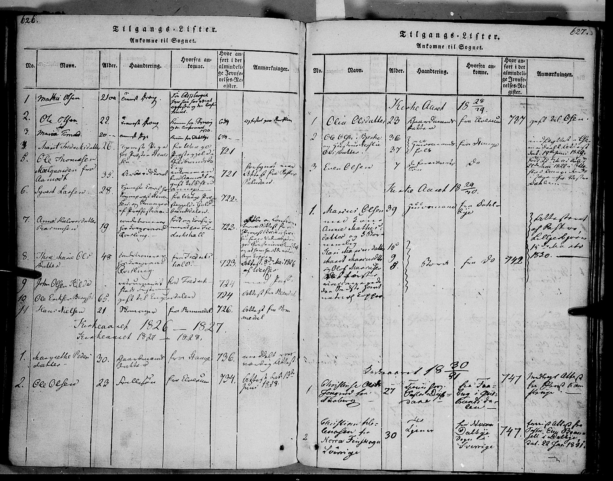 Trysil prestekontor, SAH/PREST-046/H/Ha/Haa/L0003: Parish register (official) no. 3 /1, 1814-1841, p. 626-627