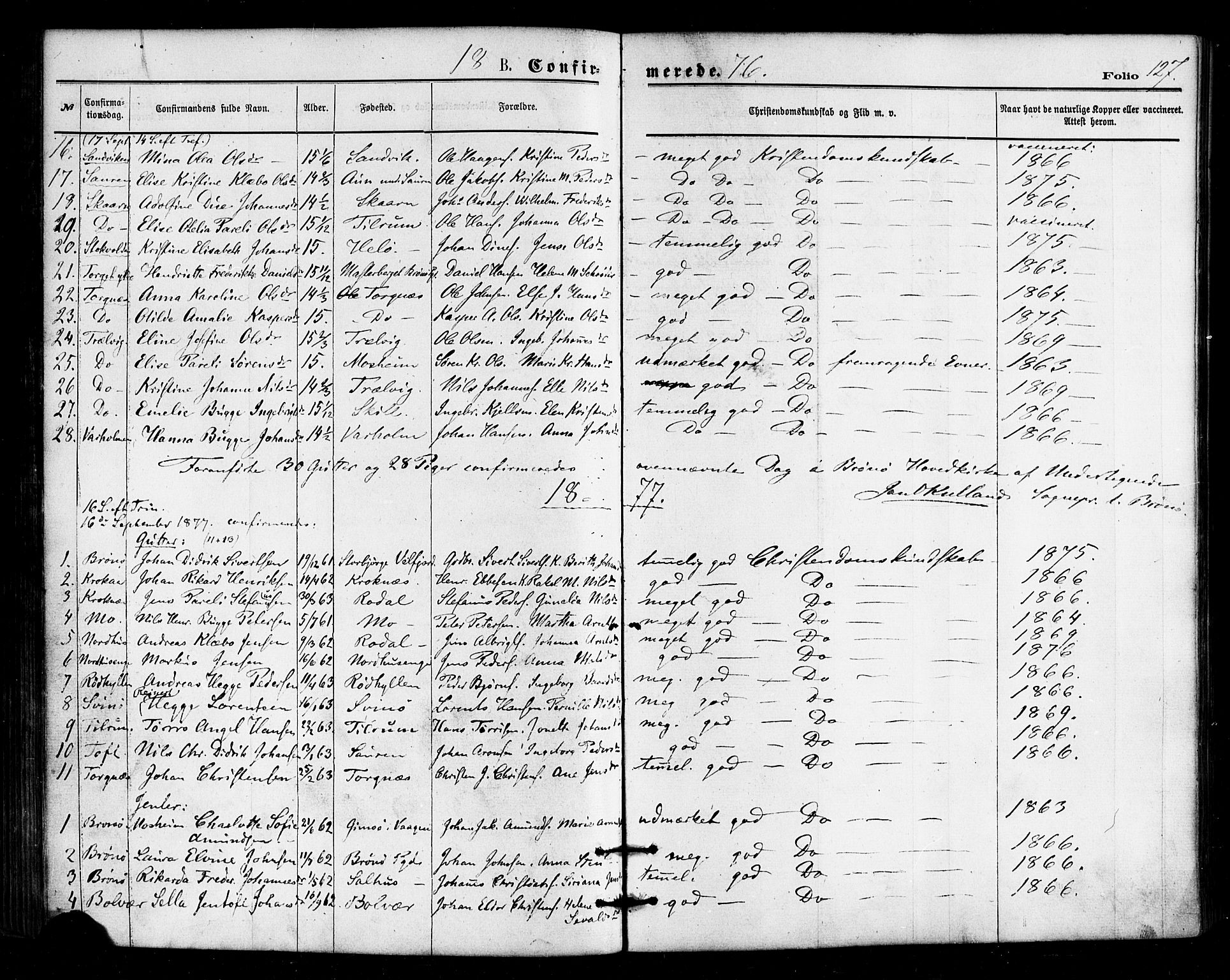 Ministerialprotokoller, klokkerbøker og fødselsregistre - Nordland, SAT/A-1459/813/L0199: Parish register (official) no. 813A09, 1875-1885, p. 127