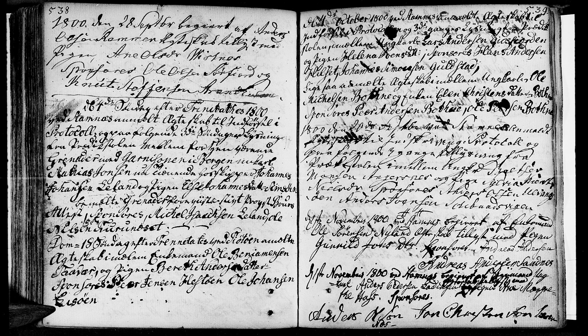 Ministerialprotokoller, klokkerbøker og fødselsregistre - Nordland, AV/SAT-A-1459/830/L0436: Parish register (official) no. 830A05 /1, 1737-1804, p. 538-539