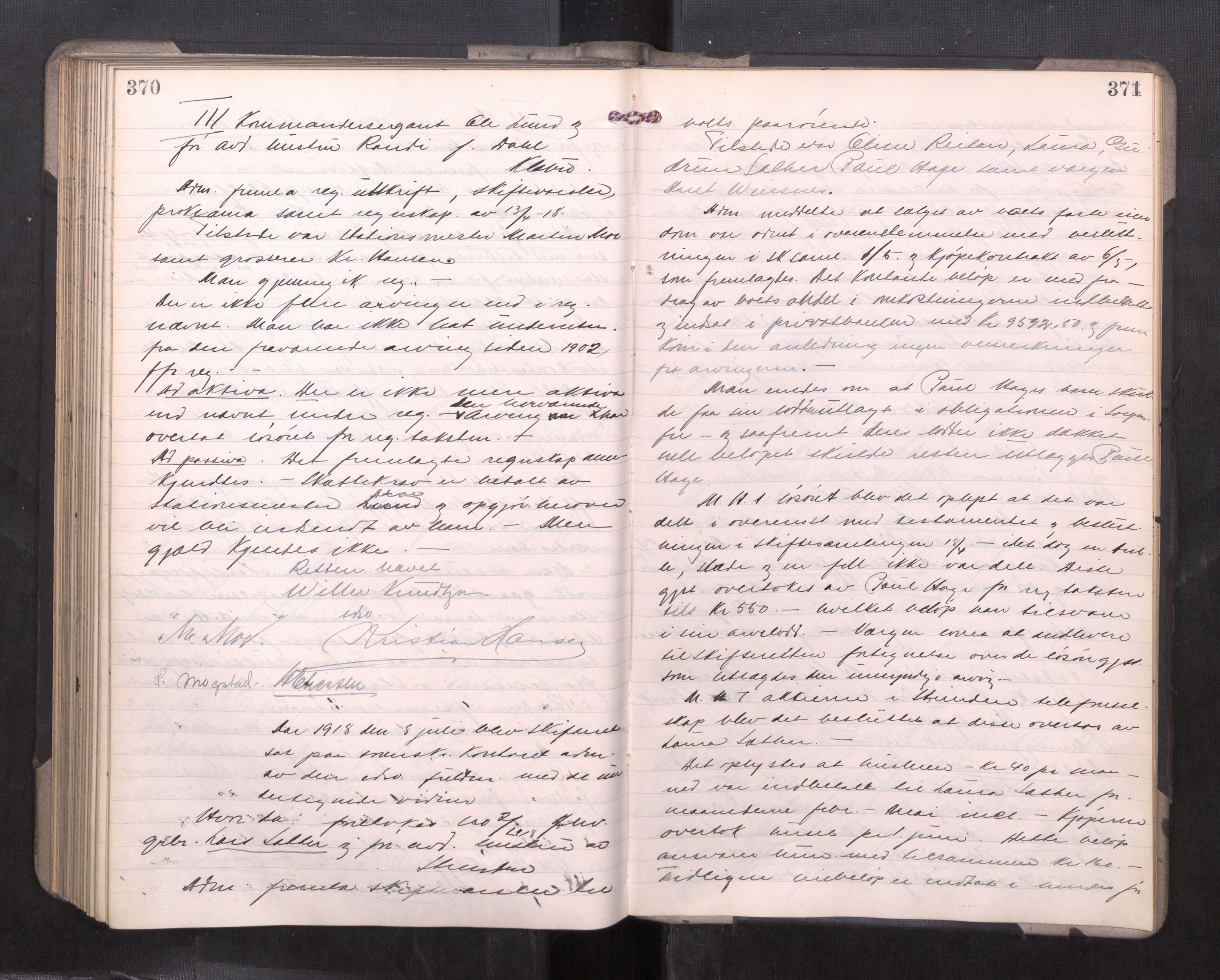 Strinda og Selbu sorenskriveri, AV/SAT-A-0015/3/3B/L0012: Skifteforhandlingsprot. 12, 1915-1919, p. 370-371