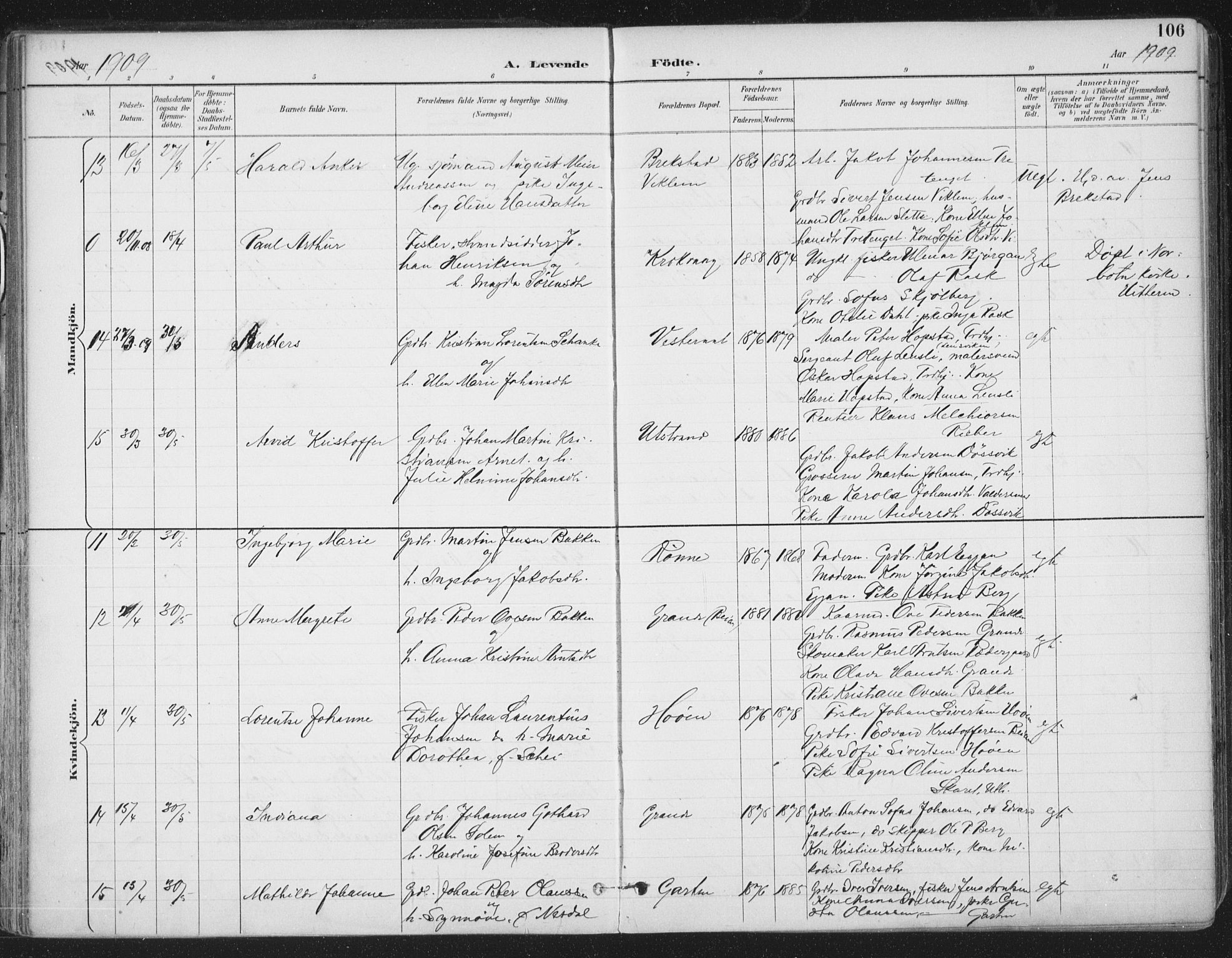 Ministerialprotokoller, klokkerbøker og fødselsregistre - Sør-Trøndelag, SAT/A-1456/659/L0743: Parish register (official) no. 659A13, 1893-1910, p. 106