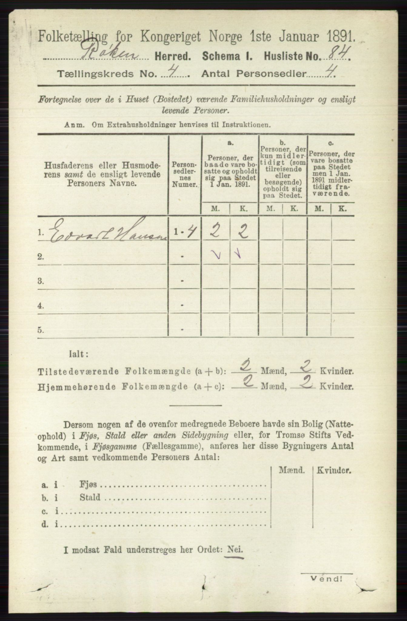 RA, 1891 census for 0627 Røyken, 1891, p. 1817