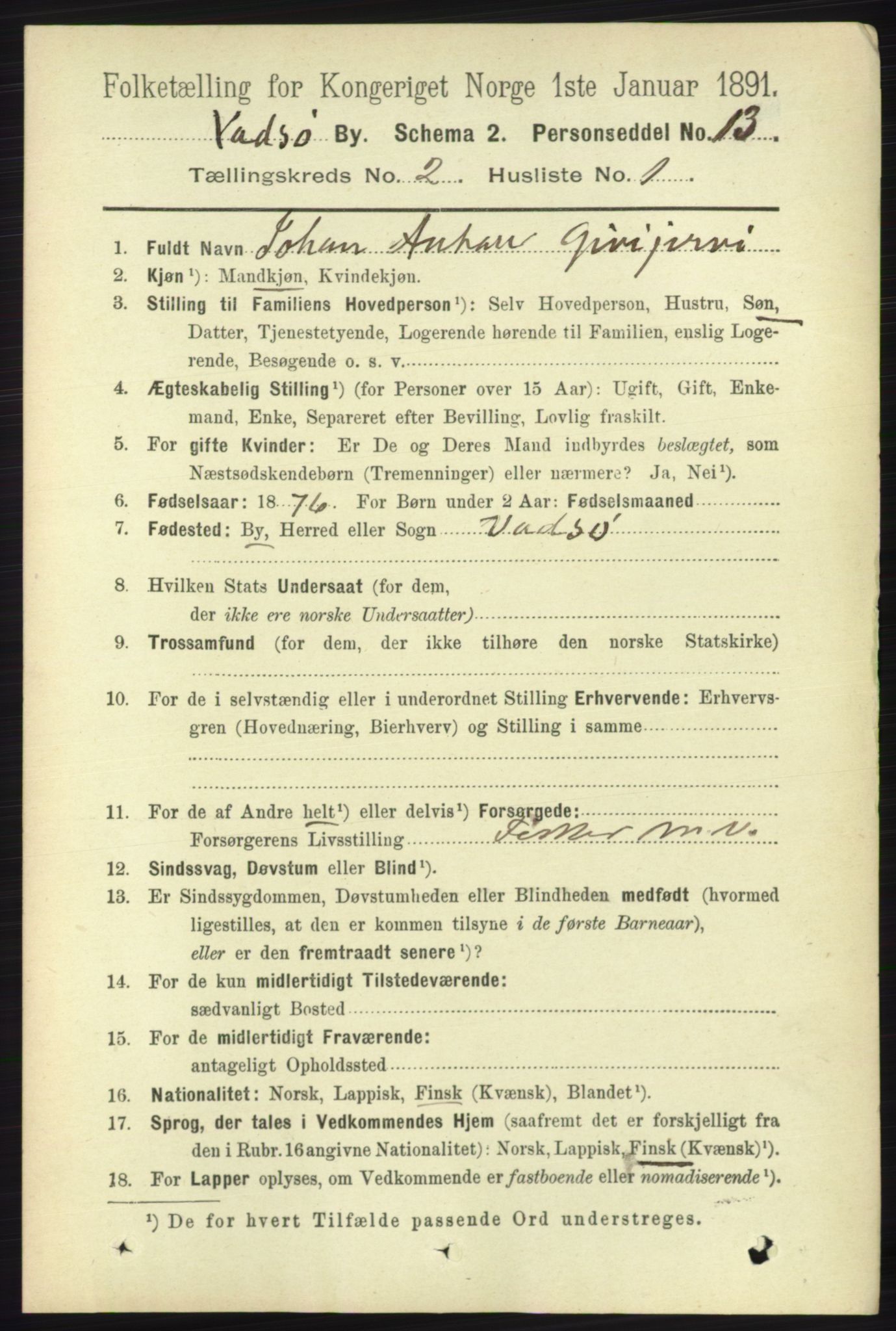 RA, 1891 census for 2003 Vadsø, 1891, p. 778