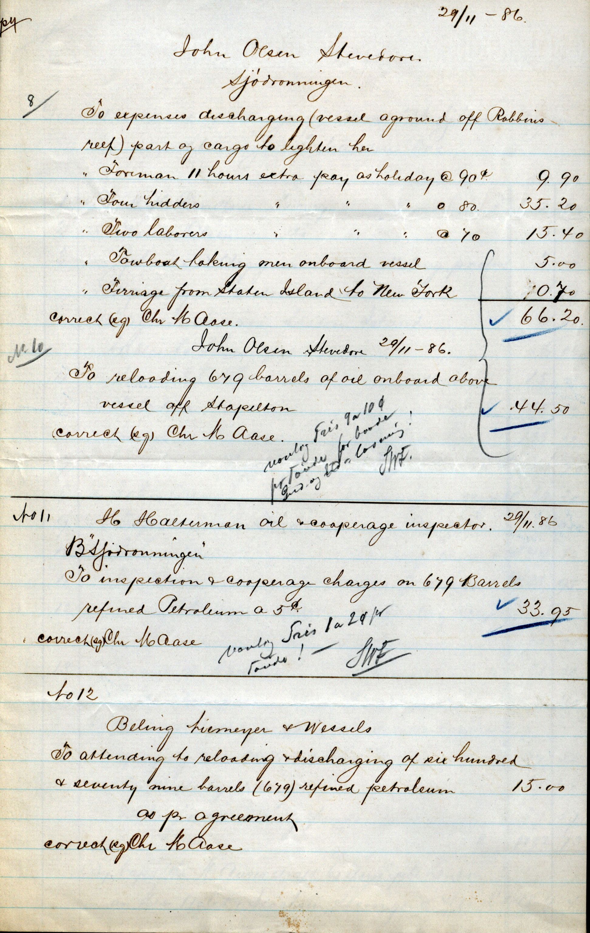 Pa 63 - Østlandske skibsassuranceforening, VEMU/A-1079/G/Ga/L0019/0013: Havaridokumenter / Christopher Columbus, Roma, Condor, Sjødronningen, 1886, p. 16