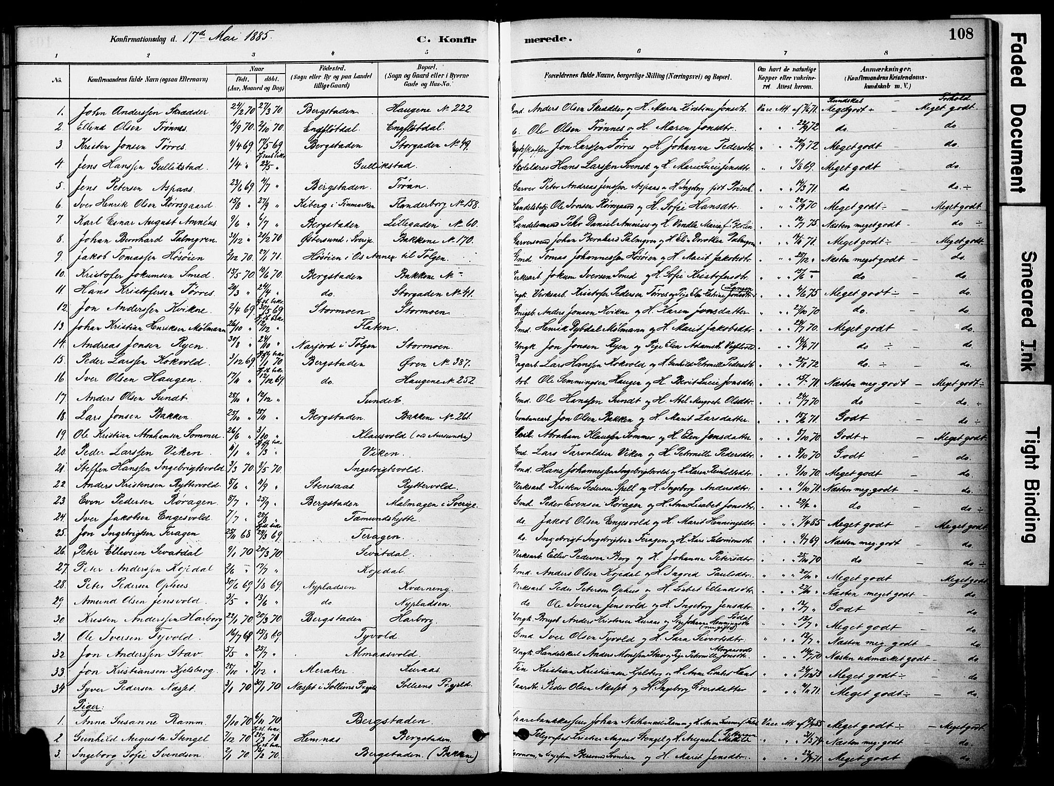 Ministerialprotokoller, klokkerbøker og fødselsregistre - Sør-Trøndelag, SAT/A-1456/681/L0933: Parish register (official) no. 681A11, 1879-1890, p. 108