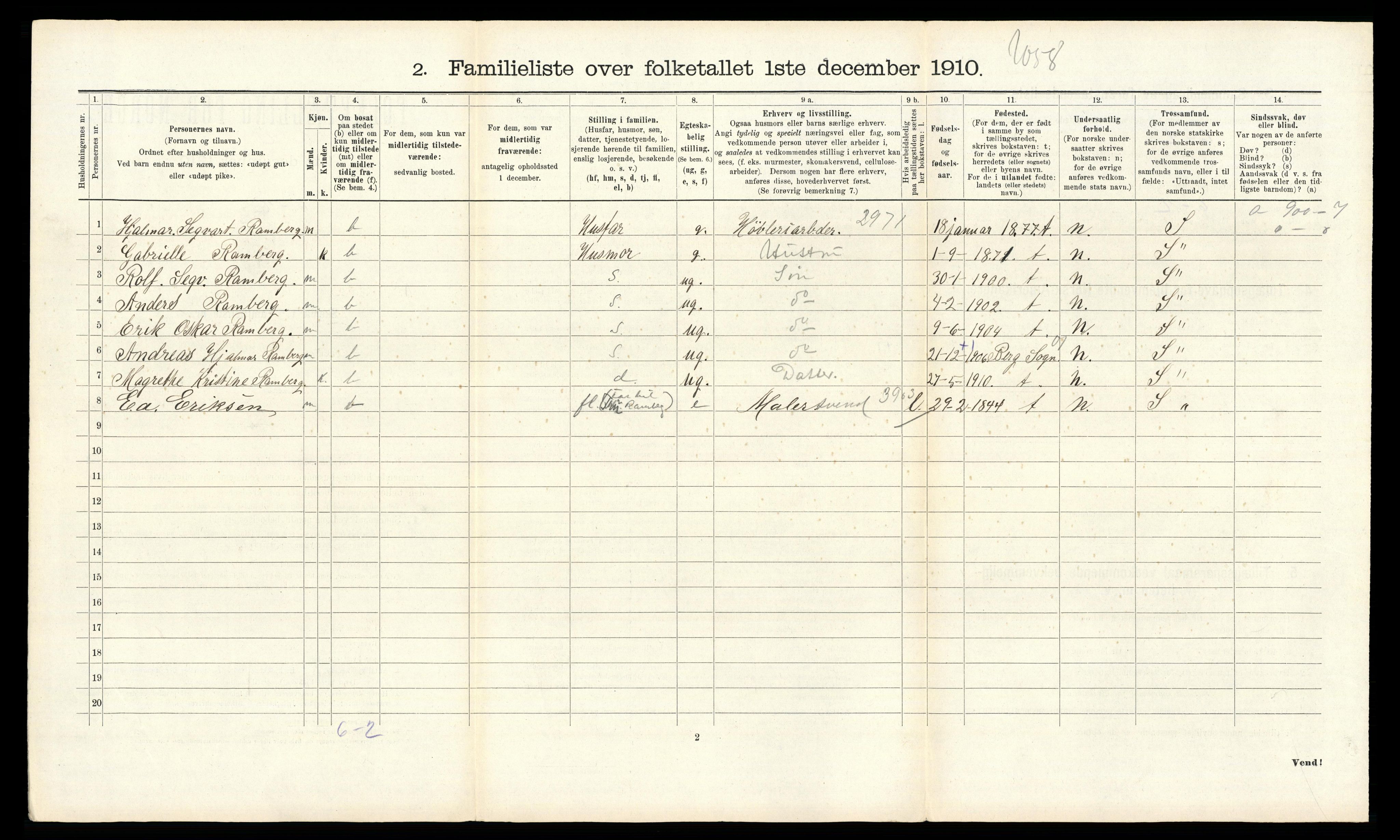 RA, 1910 census for Fredrikshald, 1910, p. 6831