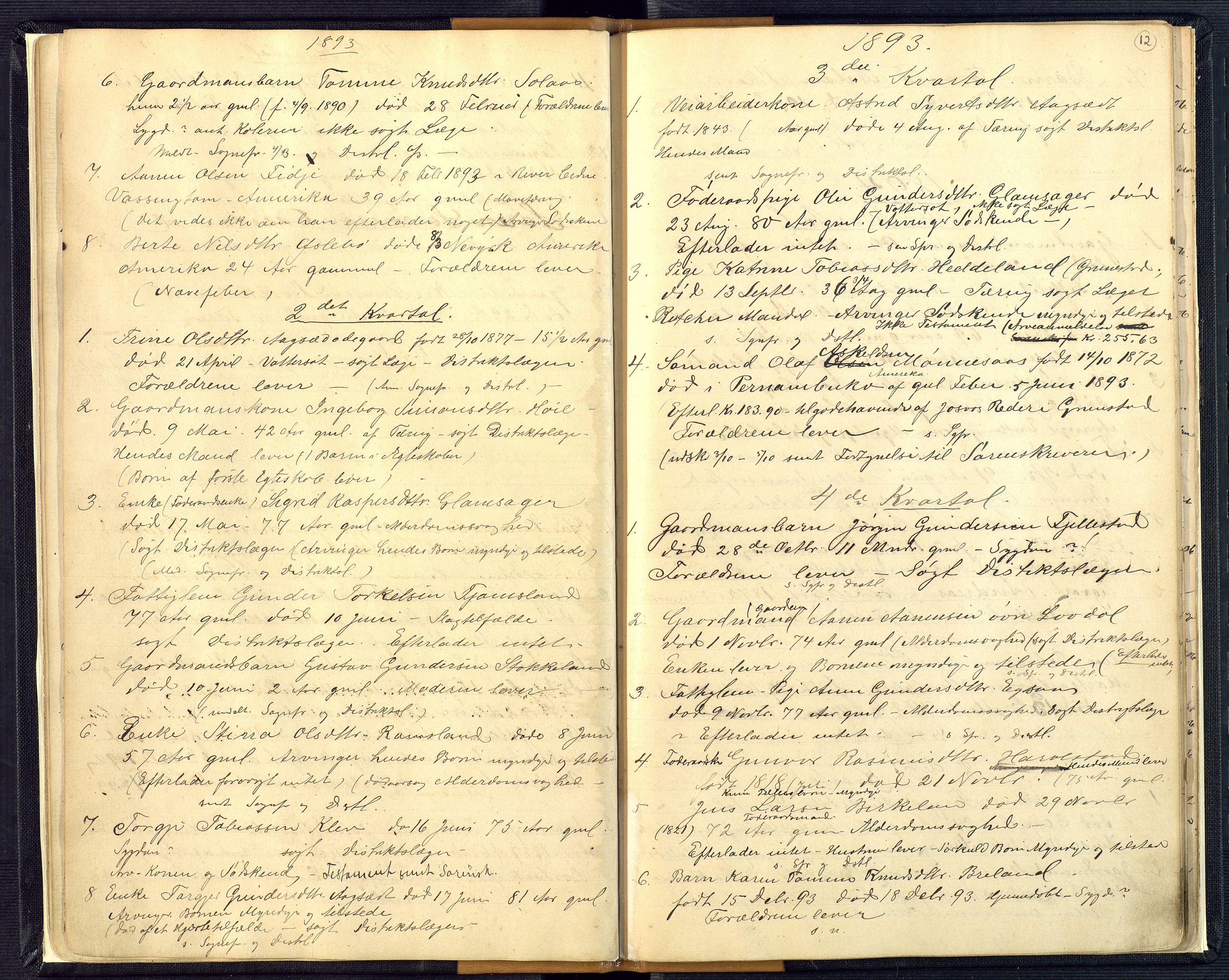 Mandal sorenskriveri, AV/SAK-1221-0005/001/H/Ha/L0016: Dødsfall Øyslebø og Laudal nr 15, 1882-1913, p. 12
