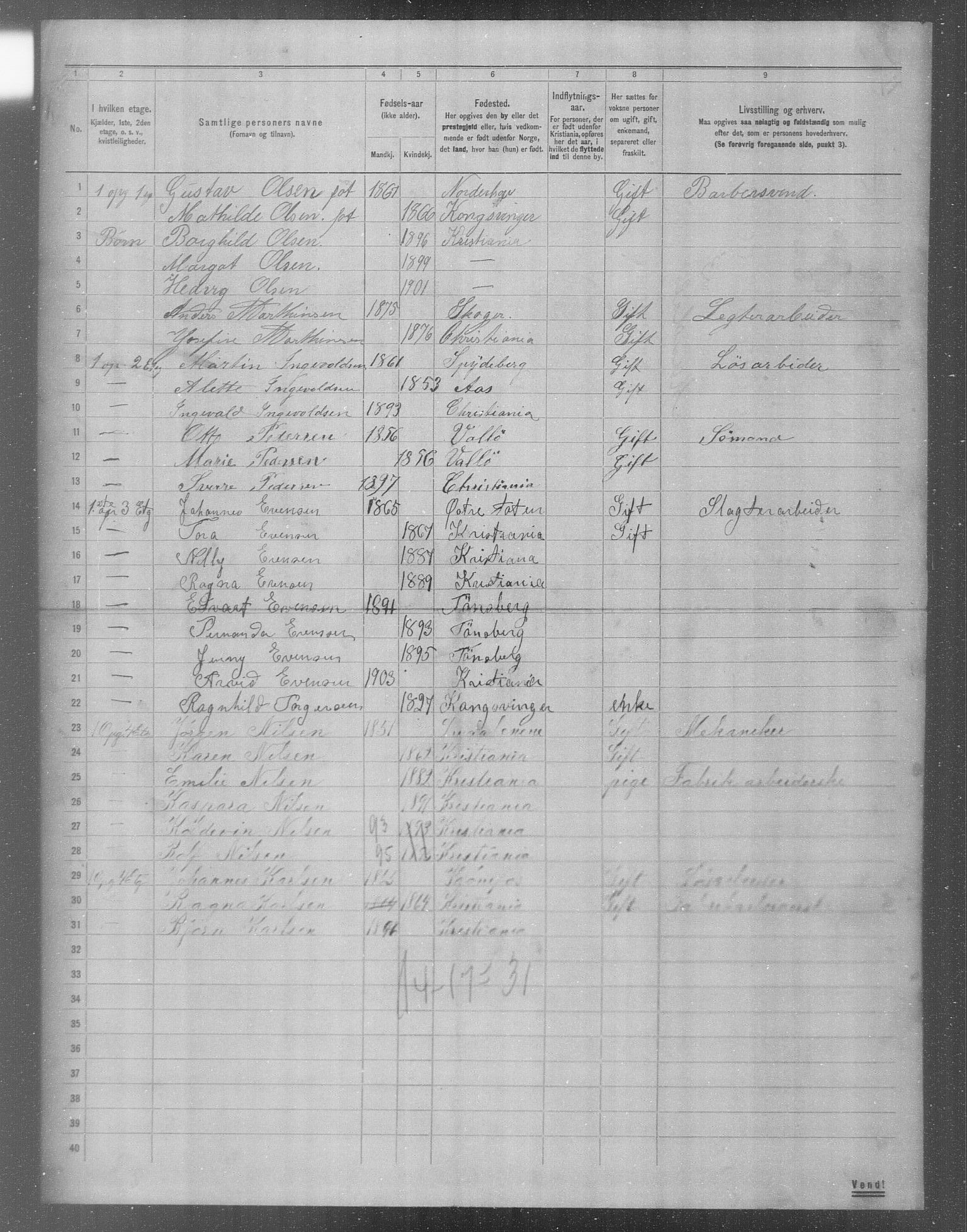 OBA, Municipal Census 1904 for Kristiania, 1904, p. 11635