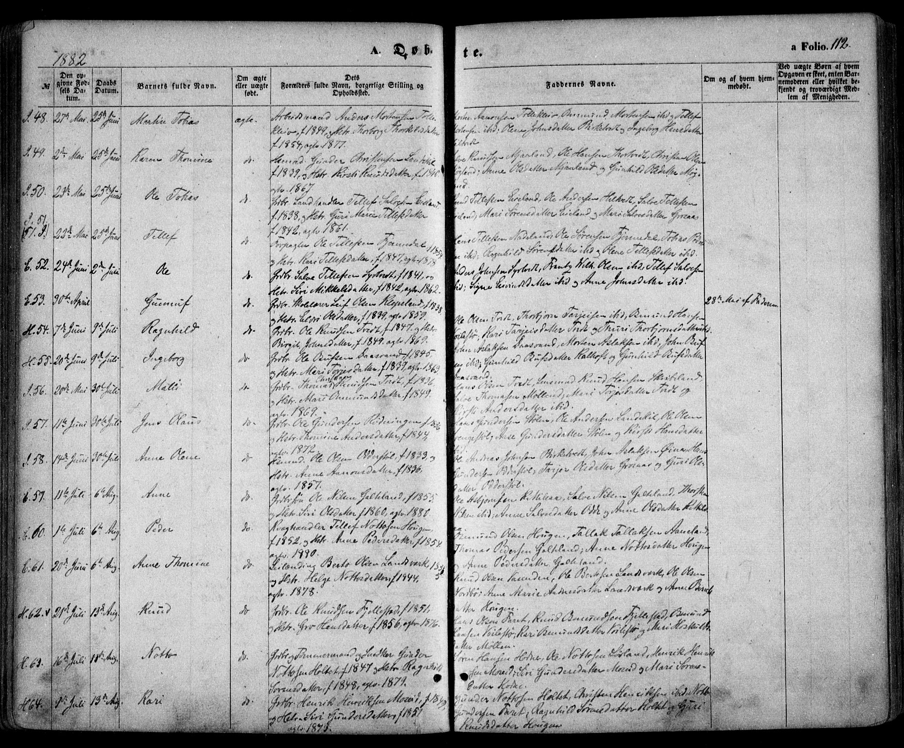 Evje sokneprestkontor, AV/SAK-1111-0008/F/Fa/Faa/L0006: Parish register (official) no. A 6, 1866-1884, p. 112