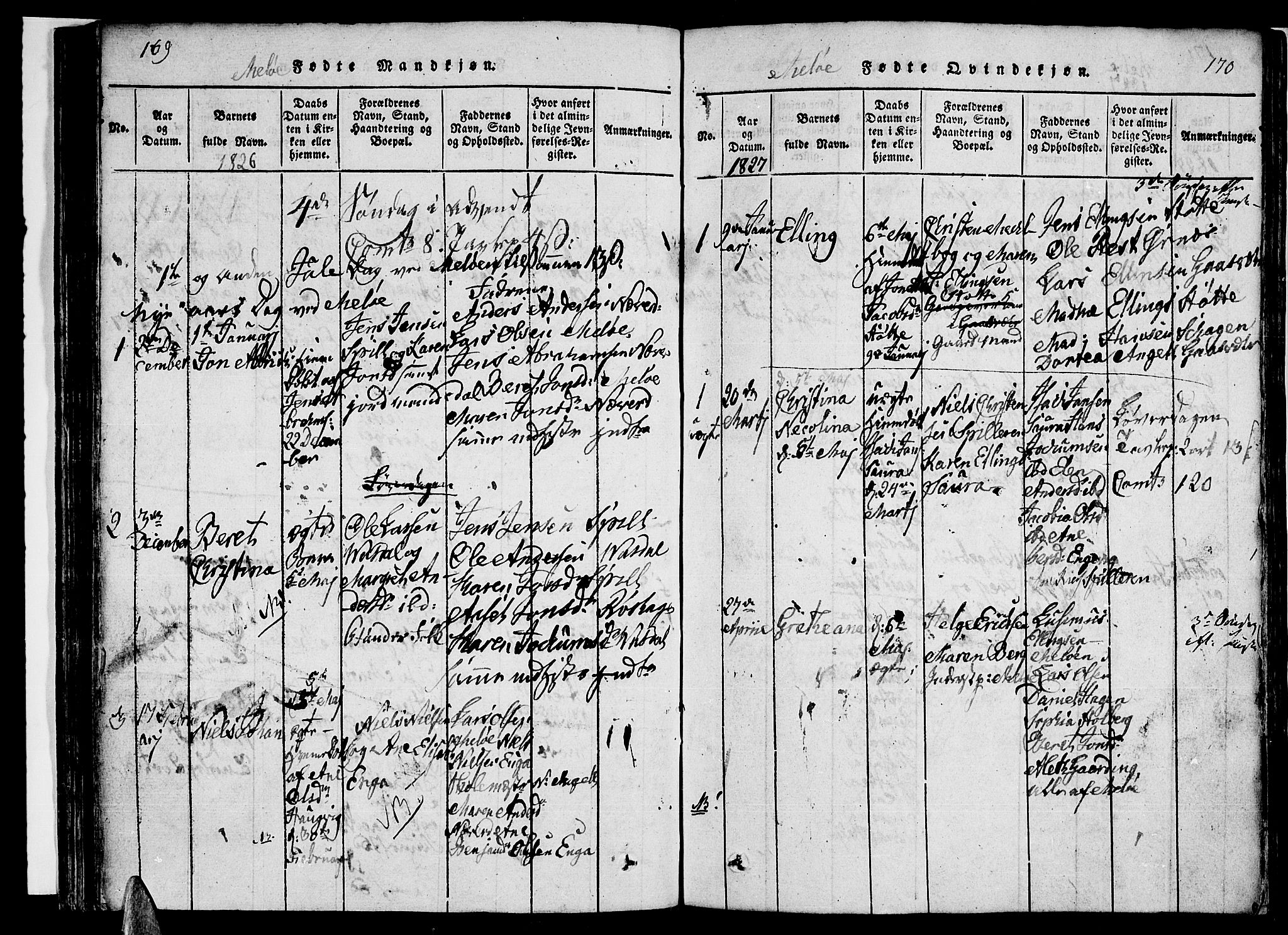 Ministerialprotokoller, klokkerbøker og fødselsregistre - Nordland, SAT/A-1459/841/L0617: Parish register (copy) no. 841C01 /2, 1820-1830, p. 169-170
