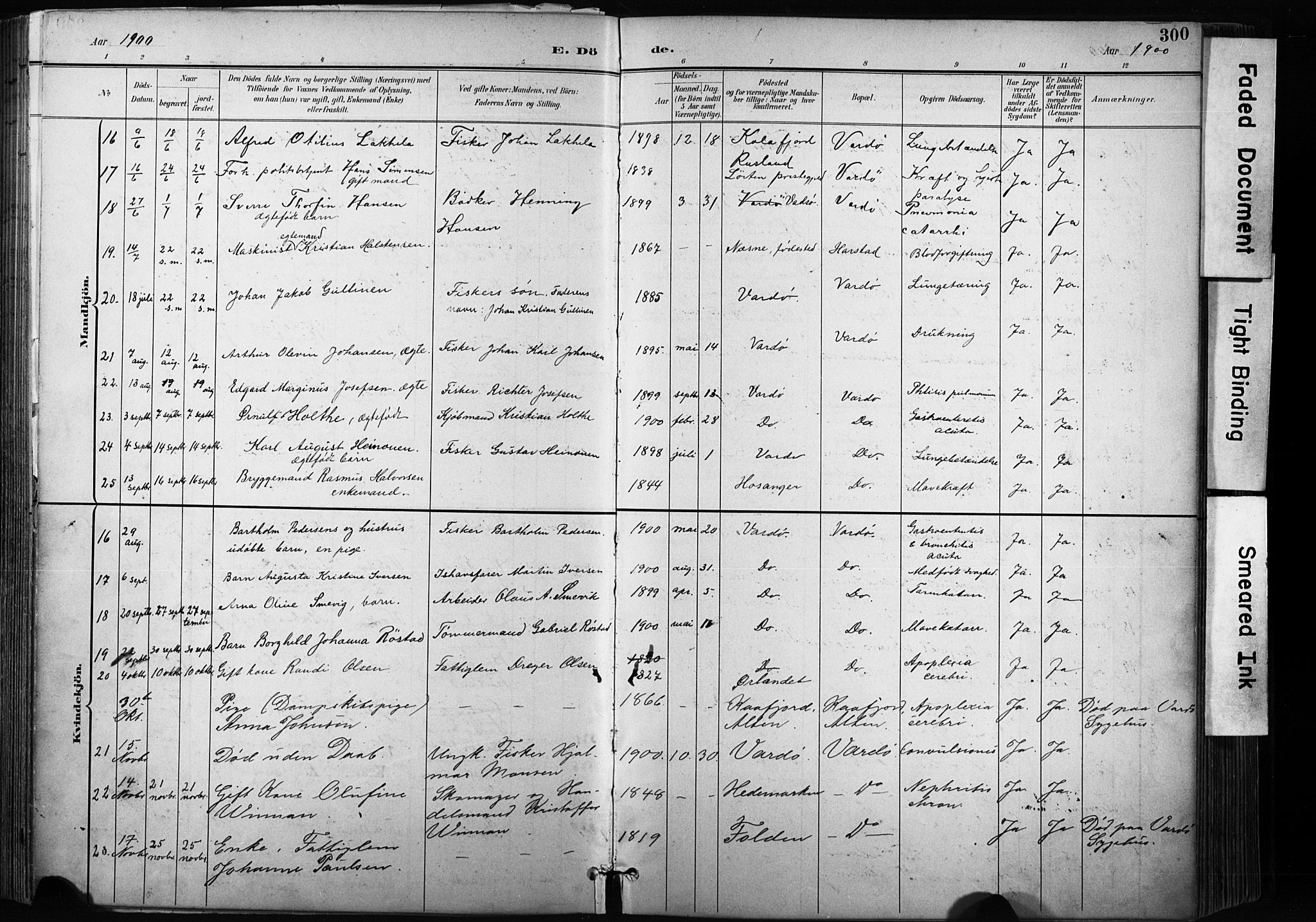 Vardø sokneprestkontor, AV/SATØ-S-1332/H/Ha/L0010kirke: Parish register (official) no. 10, 1895-1907, p. 300