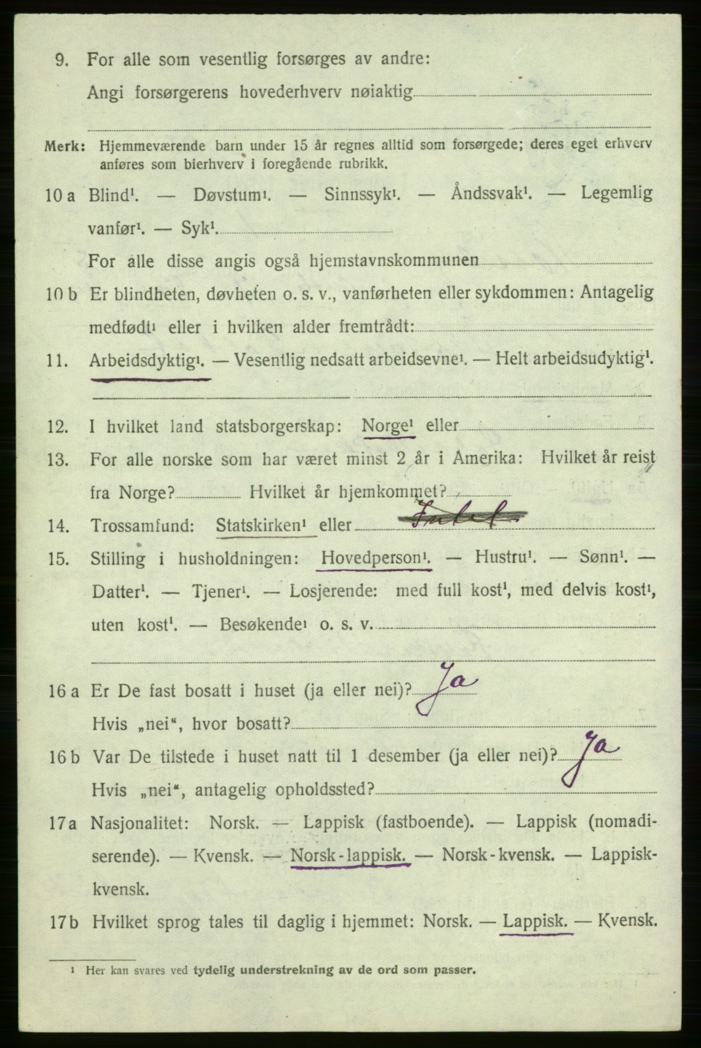 SATØ, 1920 census for Nesseby, 1920, p. 2220