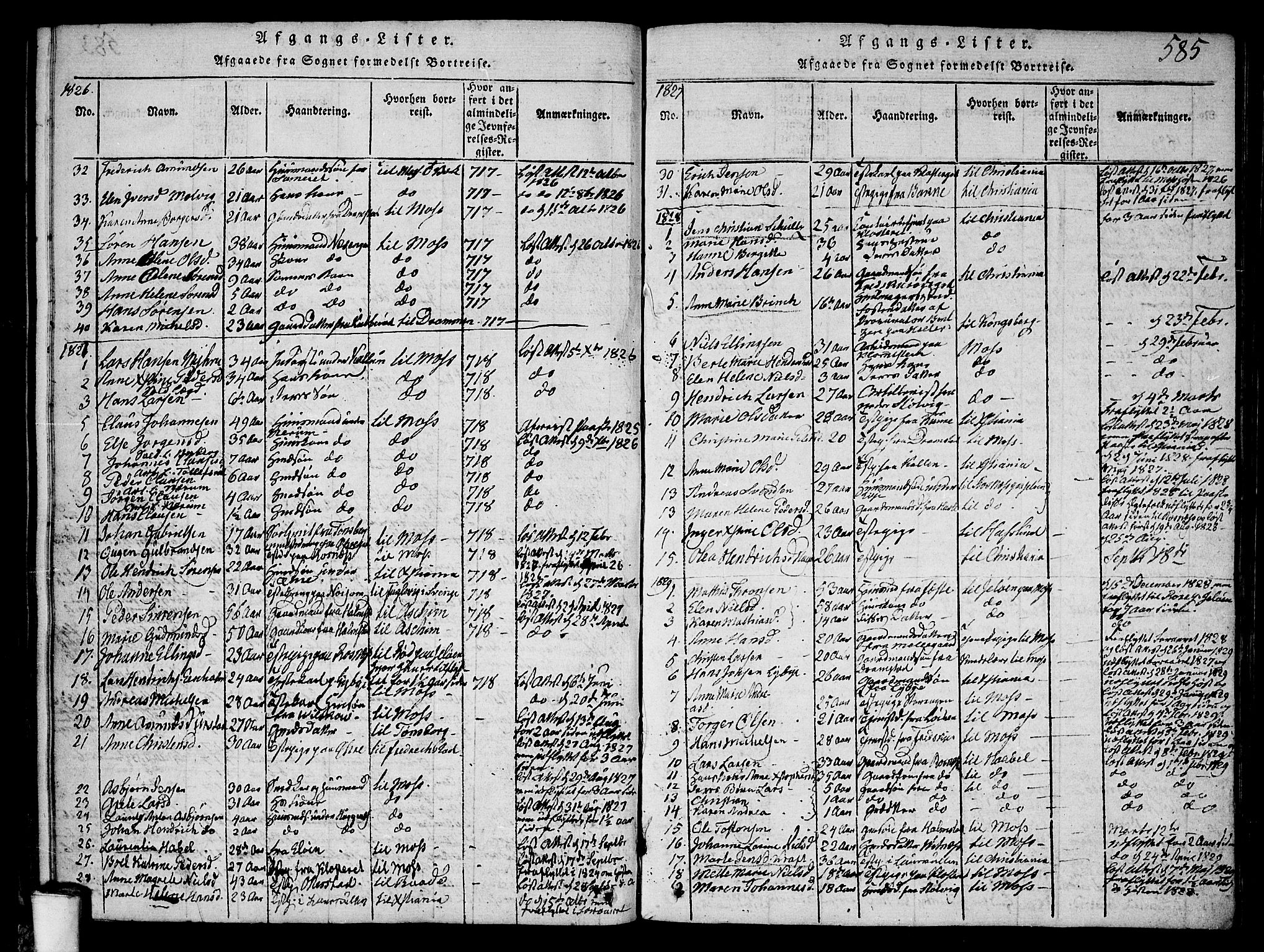 Rygge prestekontor Kirkebøker, SAO/A-10084b/F/Fa/L0003: Parish register (official) no. 3, 1814-1836, p. 584-585