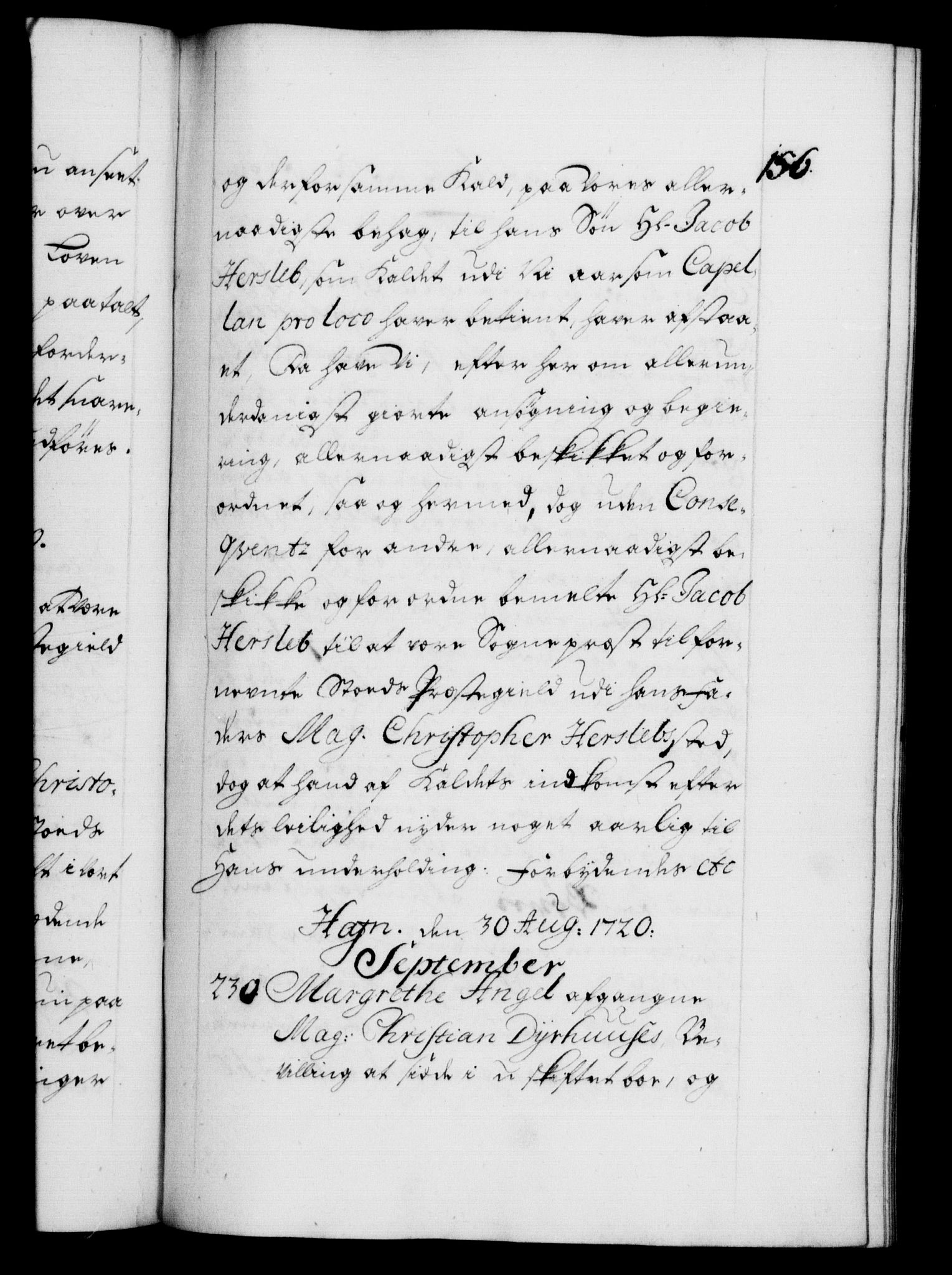 Danske Kanselli 1572-1799, AV/RA-EA-3023/F/Fc/Fca/Fcaa/L0023: Norske registre, 1720-1722, p. 156a