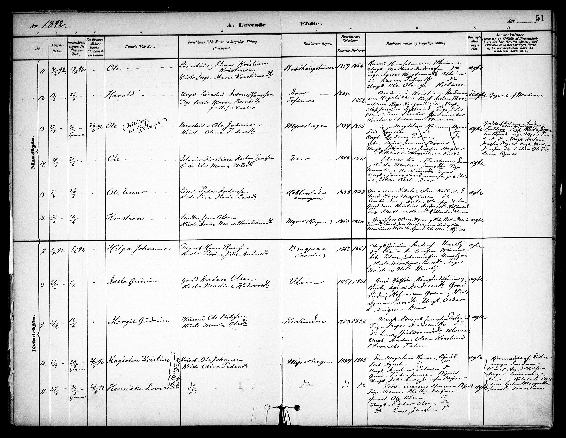 Eidsvoll prestekontor Kirkebøker, AV/SAO-A-10888/F/Fb/L0001: Parish register (official) no. II 1, 1882-1897, p. 51