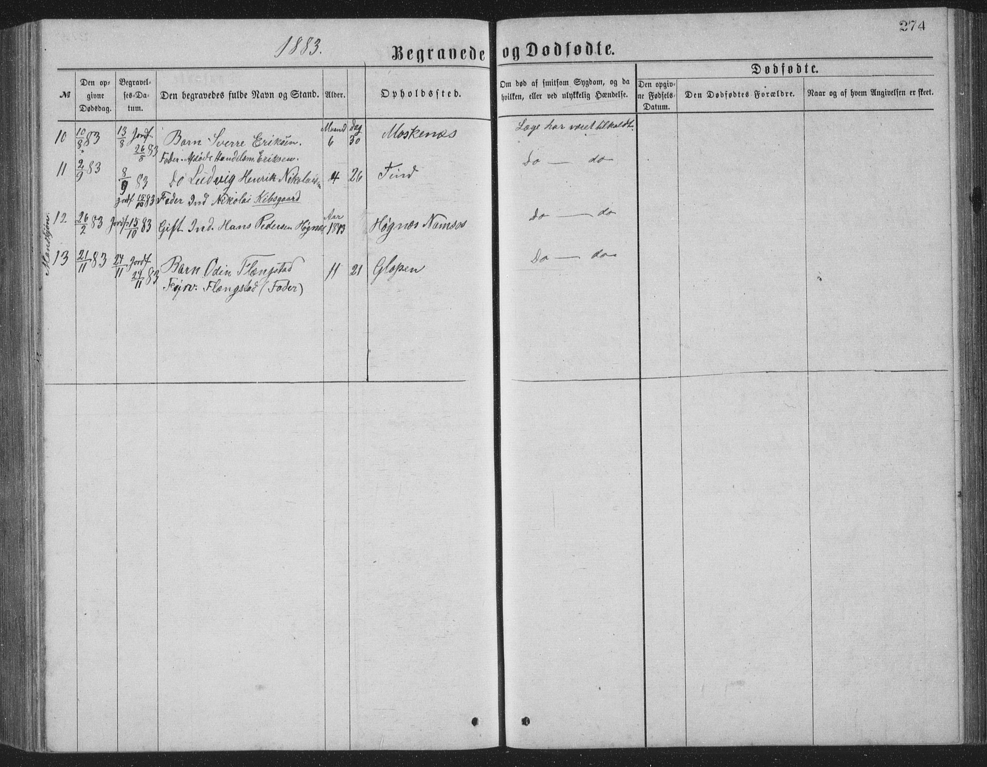 Ministerialprotokoller, klokkerbøker og fødselsregistre - Nordland, AV/SAT-A-1459/886/L1225: Parish register (copy) no. 886C02, 1874-1896, p. 274