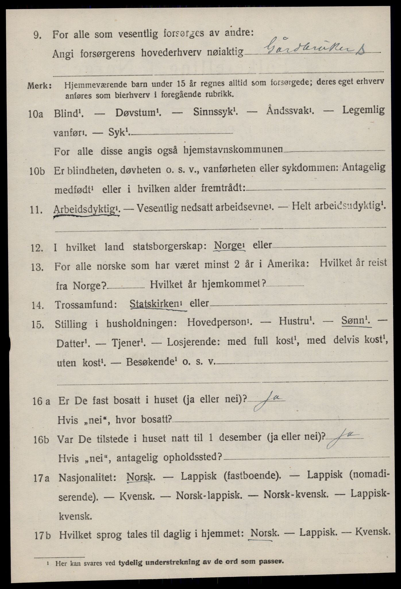 SAT, 1920 census for Ørland, 1920, p. 4492