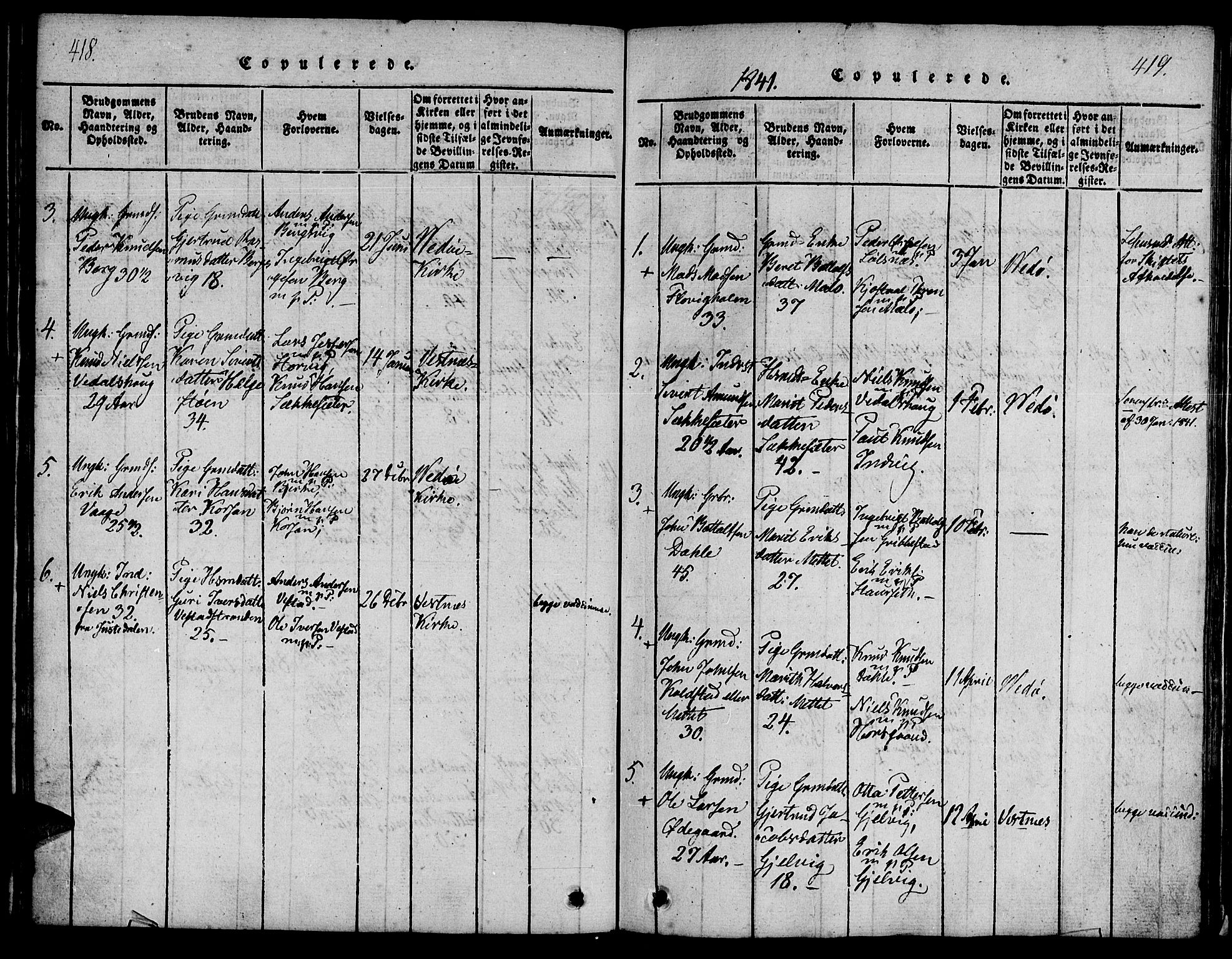 Ministerialprotokoller, klokkerbøker og fødselsregistre - Møre og Romsdal, SAT/A-1454/547/L0602: Parish register (official) no. 547A04, 1818-1845, p. 418-419