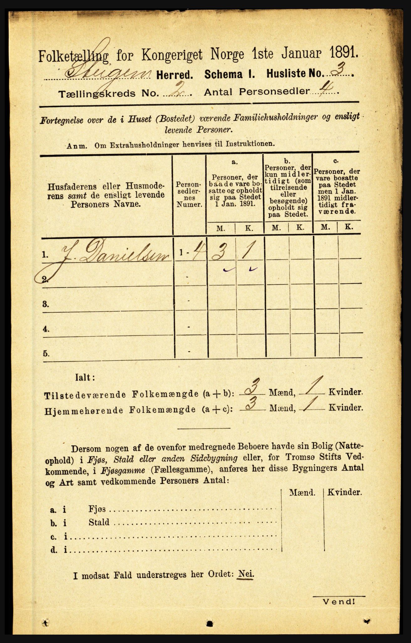 RA, 1891 census for 1848 Steigen, 1891, p. 616