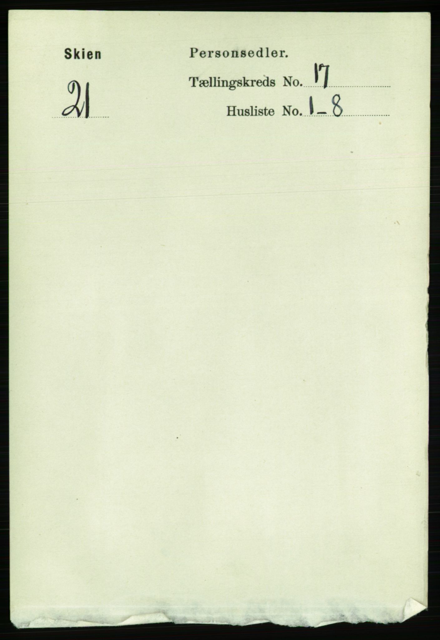 RA, 1891 census for 0806 Skien, 1891, p. 4810