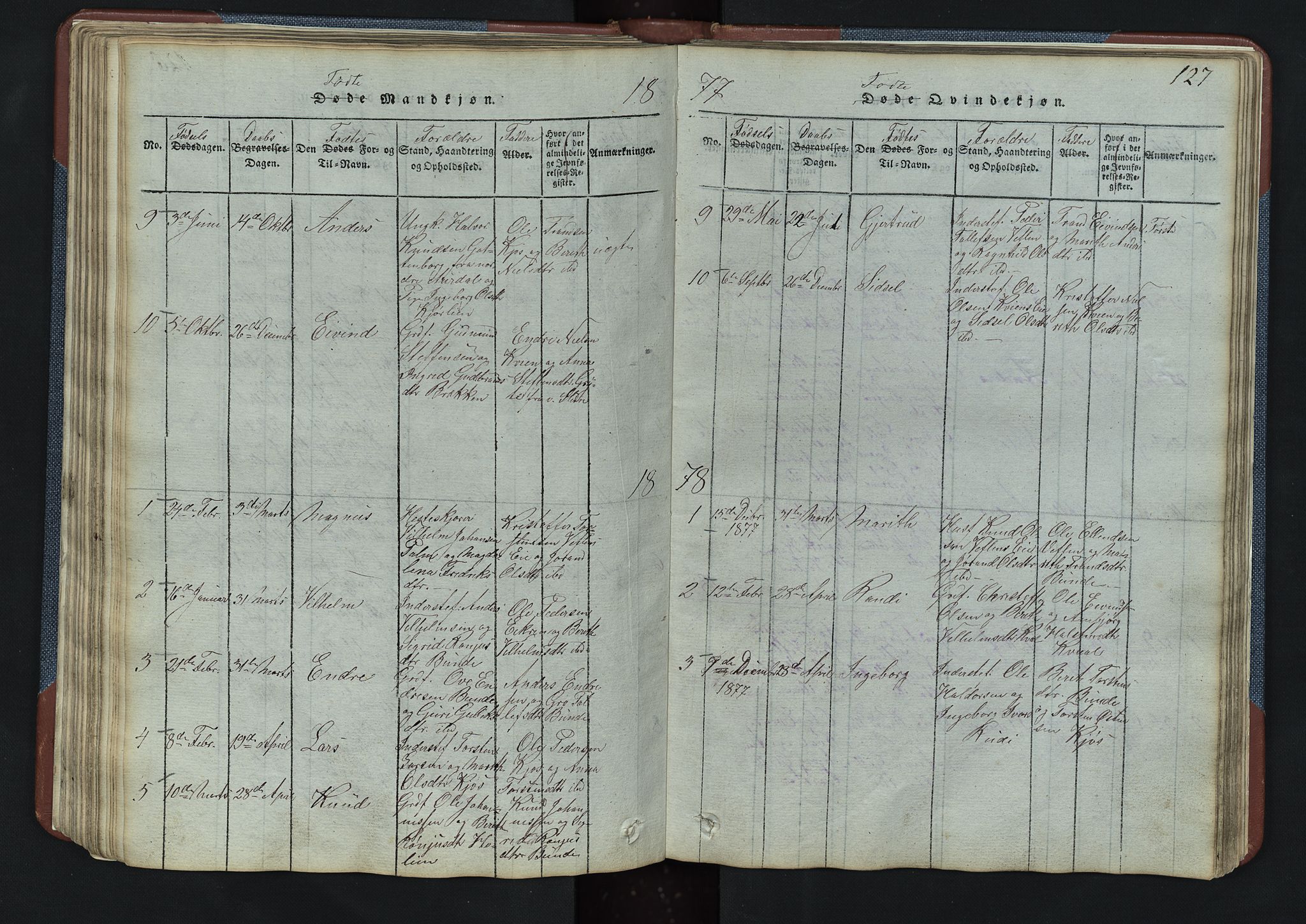 Vang prestekontor, Valdres, SAH/PREST-140/H/Hb/L0003: Parish register (copy) no. 3, 1814-1892, p. 127