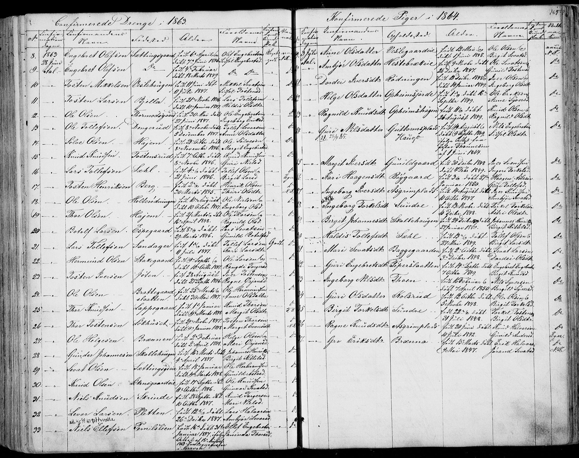 Ål kirkebøker, AV/SAKO-A-249/F/Fa/L0006: Parish register (official) no. I 6, 1849-1864, p. 285