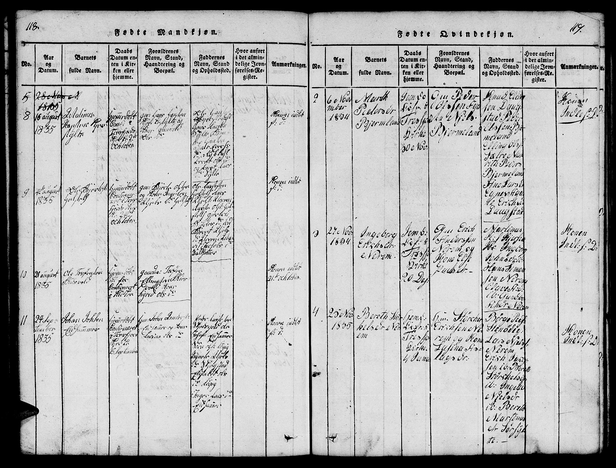 Ministerialprotokoller, klokkerbøker og fødselsregistre - Møre og Romsdal, AV/SAT-A-1454/541/L0546: Parish register (copy) no. 541C01, 1818-1856, p. 118-119