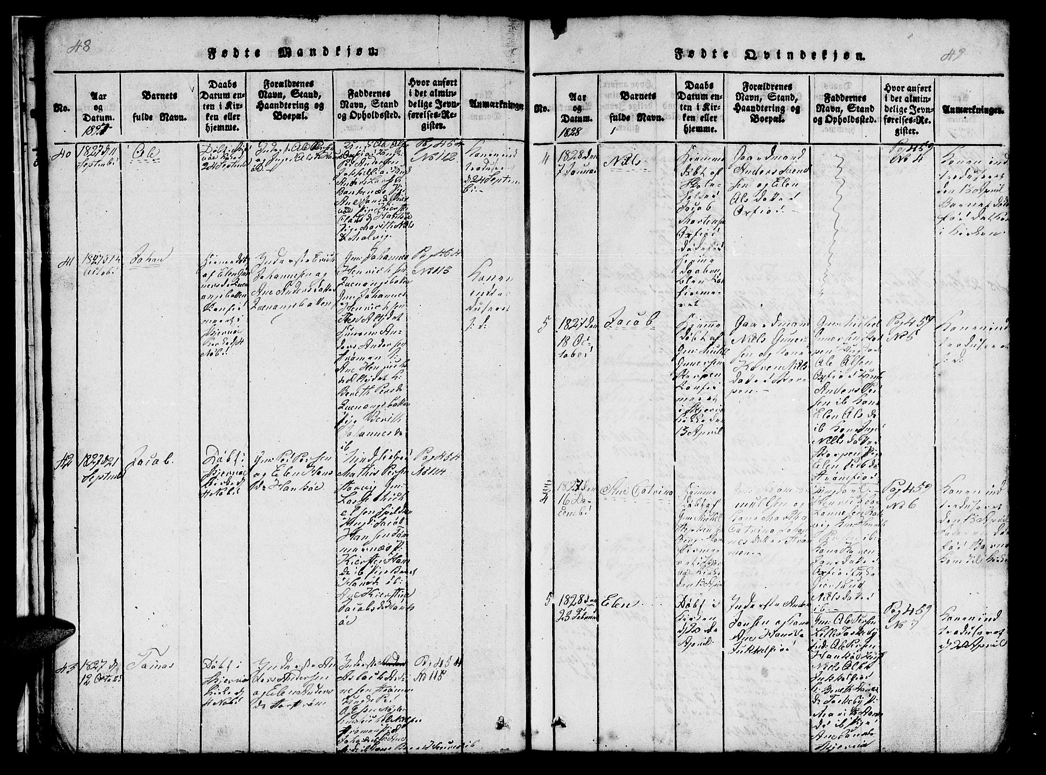Skjervøy sokneprestkontor, AV/SATØ-S-1300/H/Ha/Hab/L0001klokker: Parish register (copy) no. 1, 1825-1838, p. 48-49