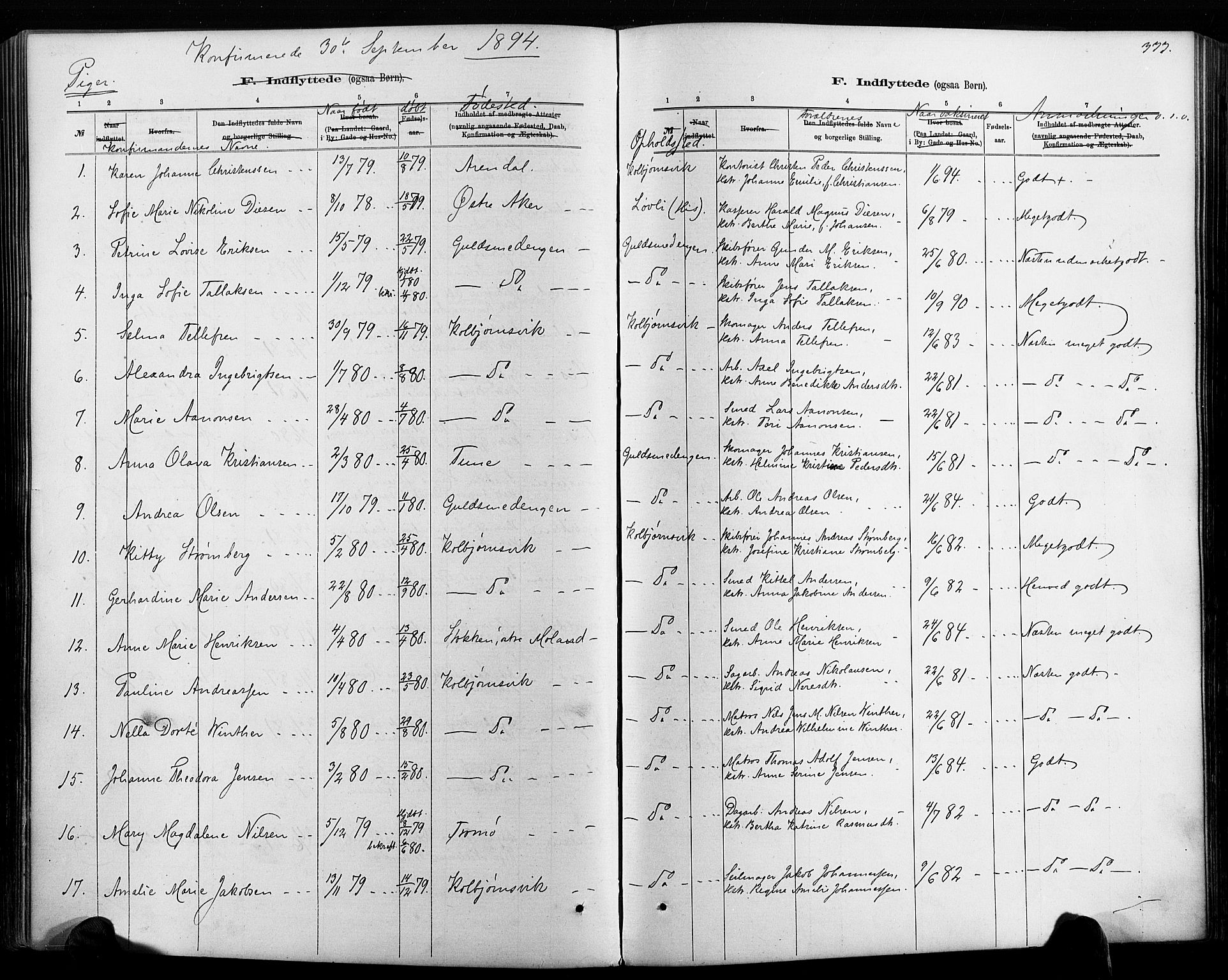 Hisøy sokneprestkontor, AV/SAK-1111-0020/F/Fa/L0003: Parish register (official) no. A 3, 1881-1894, p. 333