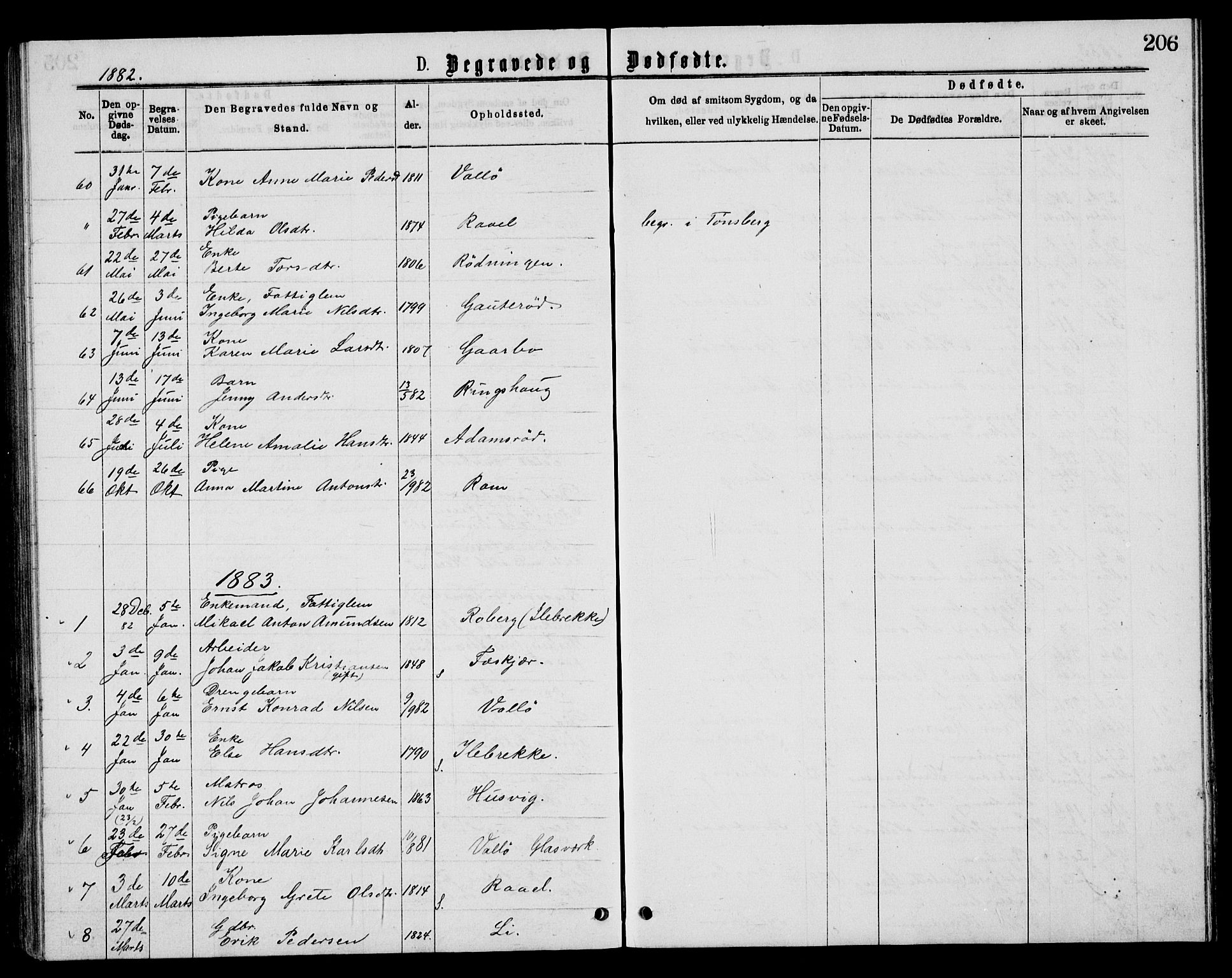 Sem kirkebøker, AV/SAKO-A-5/G/Gb/L0001: Parish register (copy) no. II 1, 1877-1885, p. 206