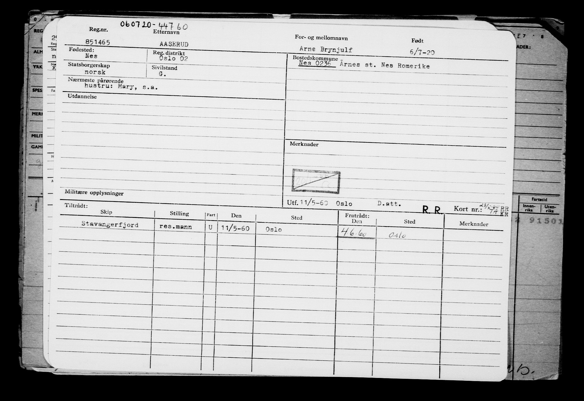 Direktoratet for sjømenn, AV/RA-S-3545/G/Gb/L0183: Hovedkort, 1920, p. 170