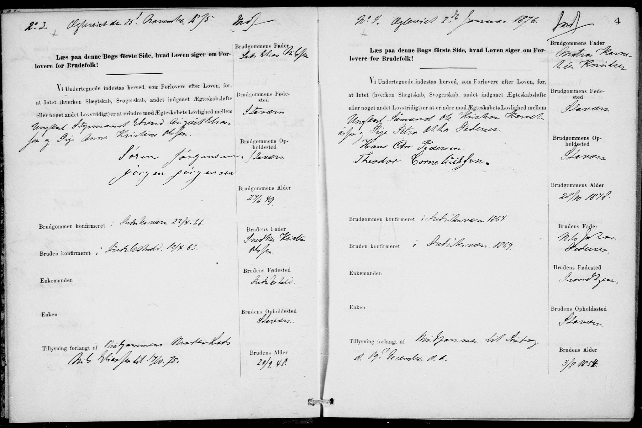 Stavern kirkebøker, SAKO/A-318/H/Ha/L0001: Banns register no. 1, 1875-1918, p. 4