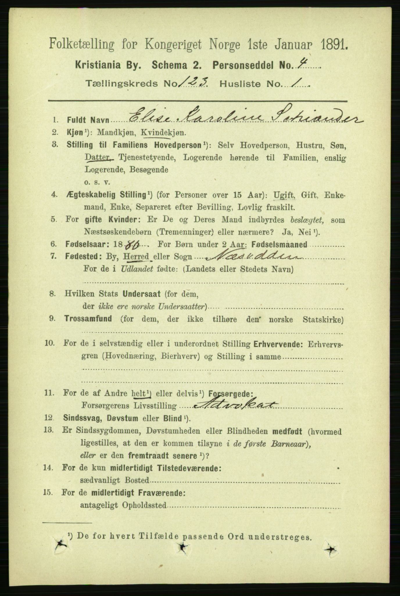 RA, 1891 census for 0301 Kristiania, 1891, p. 65109