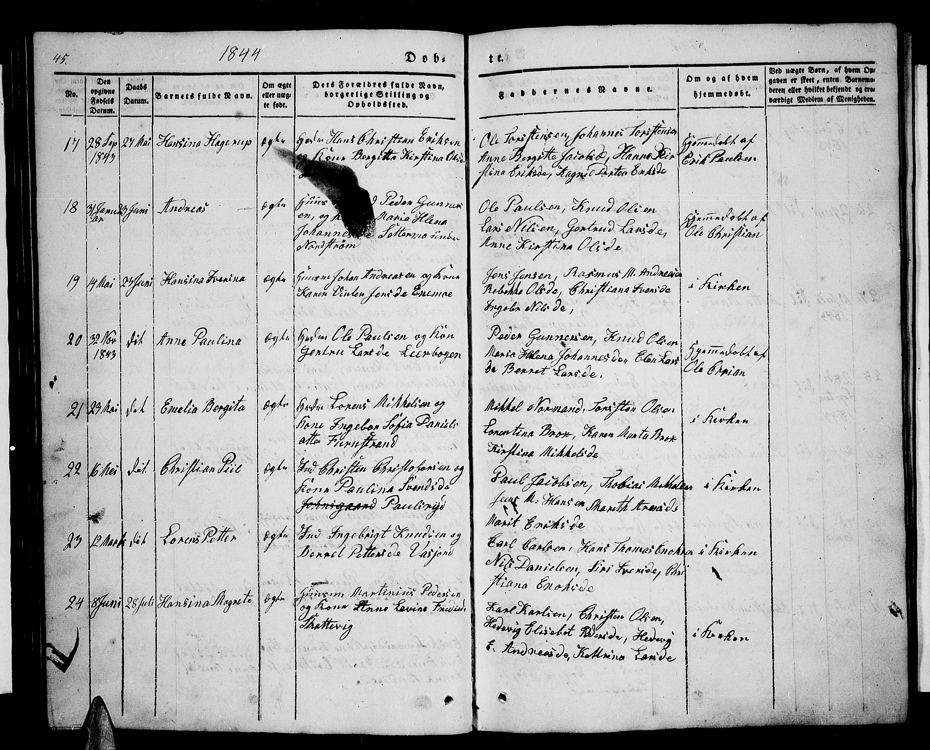 Tranøy sokneprestkontor, AV/SATØ-S-1313/I/Ia/Iab/L0001klokker: Parish register (copy) no. 1, 1835-1853, p. 45