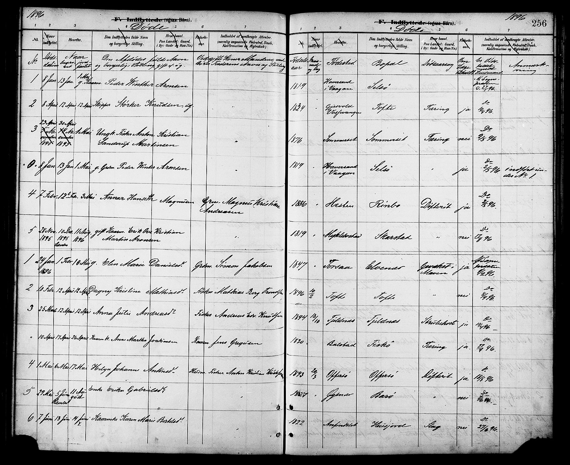 Ministerialprotokoller, klokkerbøker og fødselsregistre - Nordland, SAT/A-1459/872/L1035: Parish register (official) no. 872A10, 1884-1896, p. 256