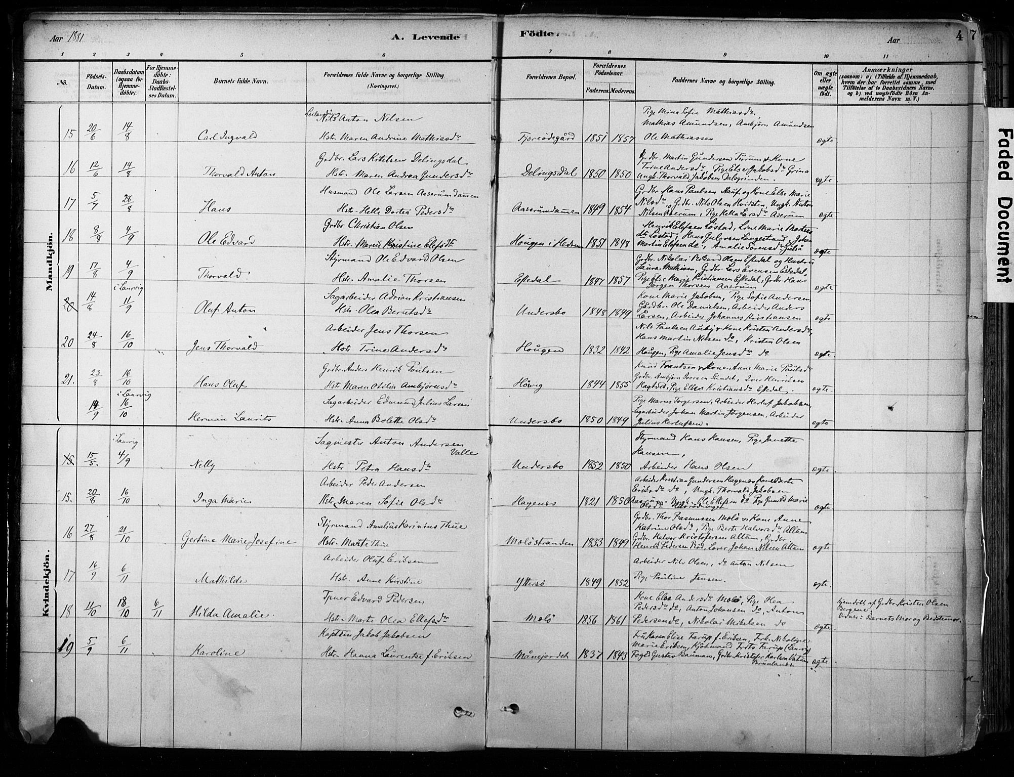 Hedrum kirkebøker, AV/SAKO-A-344/F/Fa/L0009: Parish register (official) no. I 9, 1881-1903, p. 4