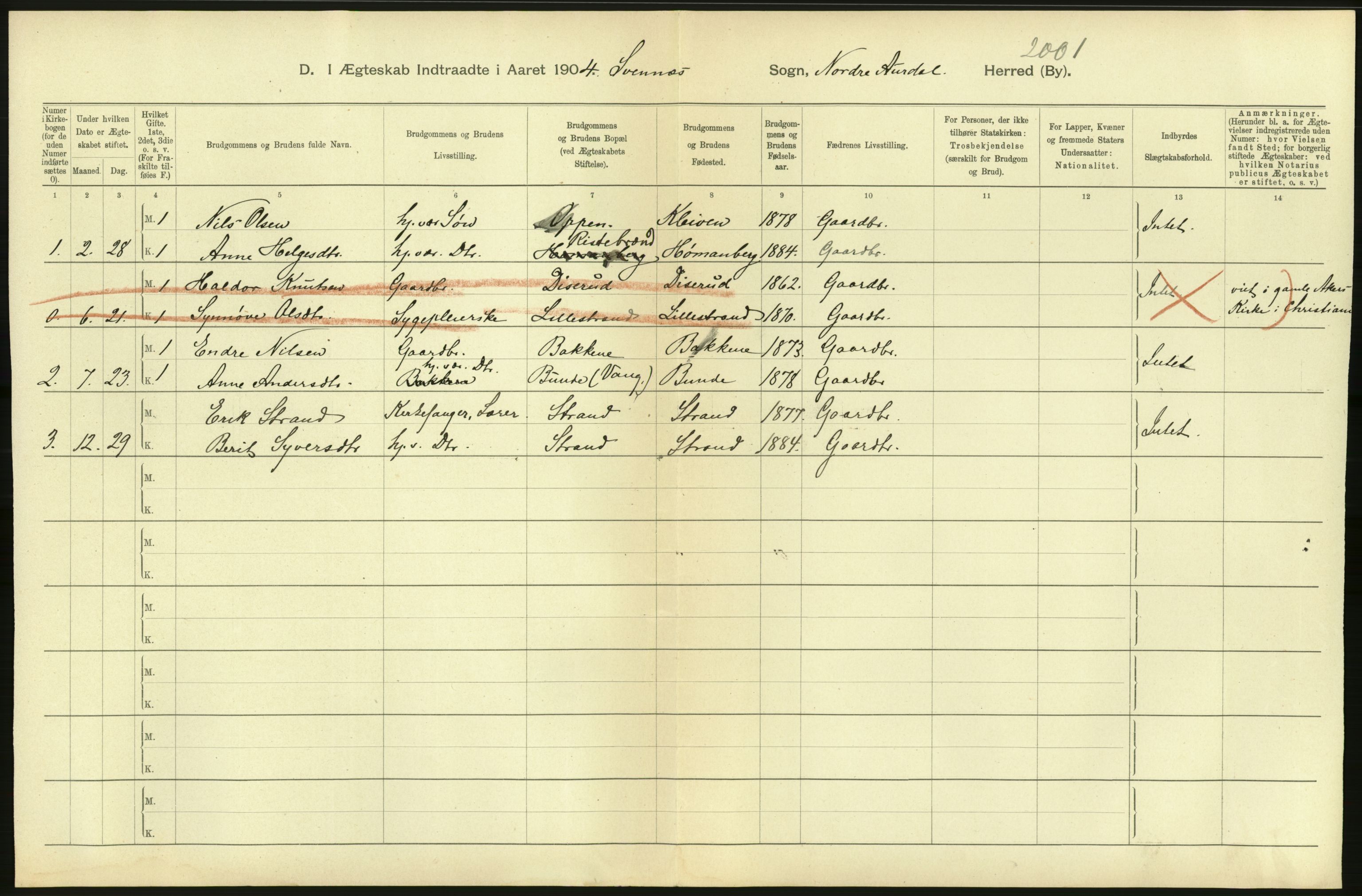 Statistisk sentralbyrå, Sosiodemografiske emner, Befolkning, AV/RA-S-2228/D/Df/Dfa/Dfab/L0006: Kristians amt: Fødte, gifte, døde, 1904, p. 714